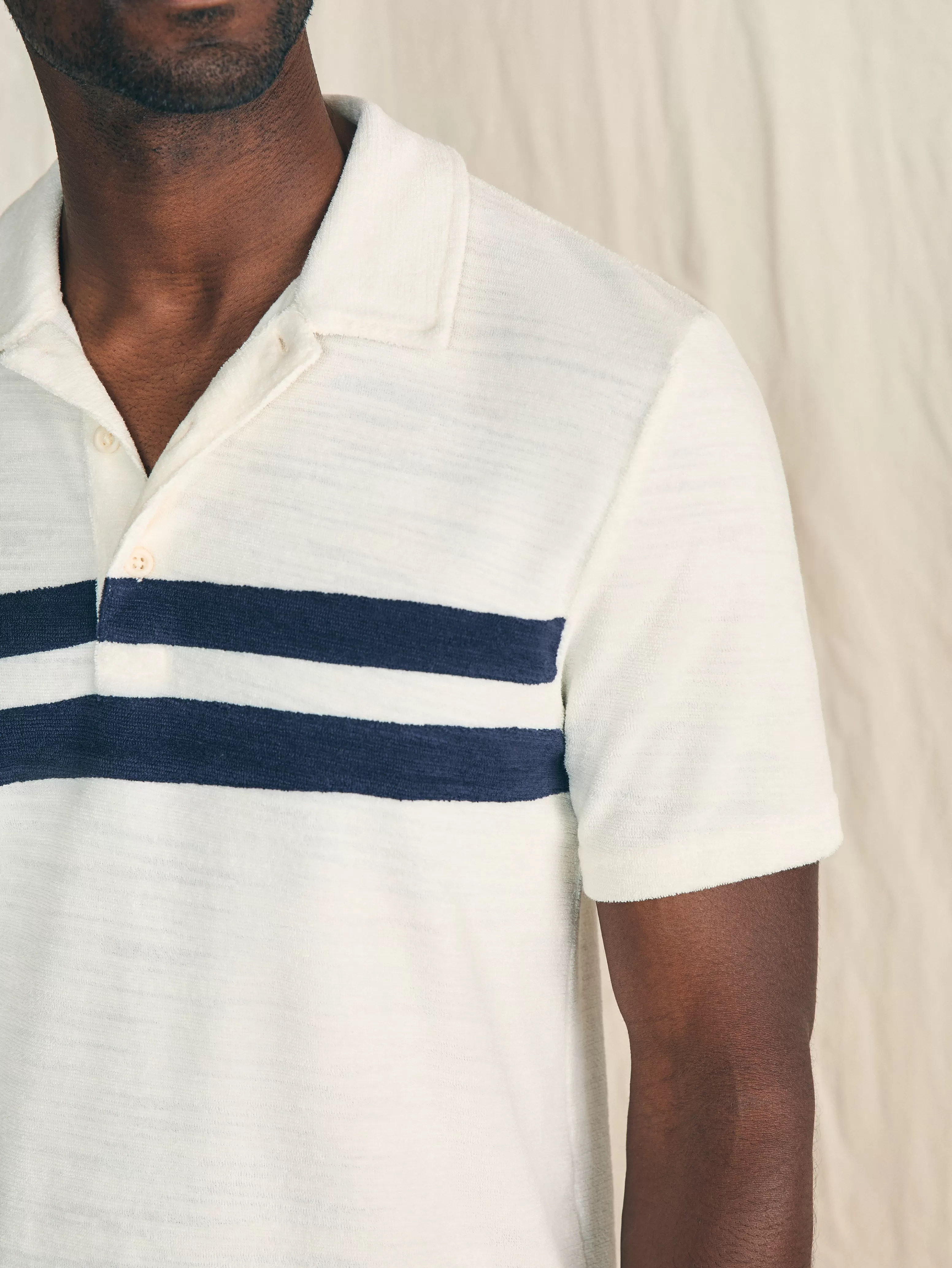 Cabana Towel Terry Surf Stripe Polo Shirt - | Faherty Brand Outlet