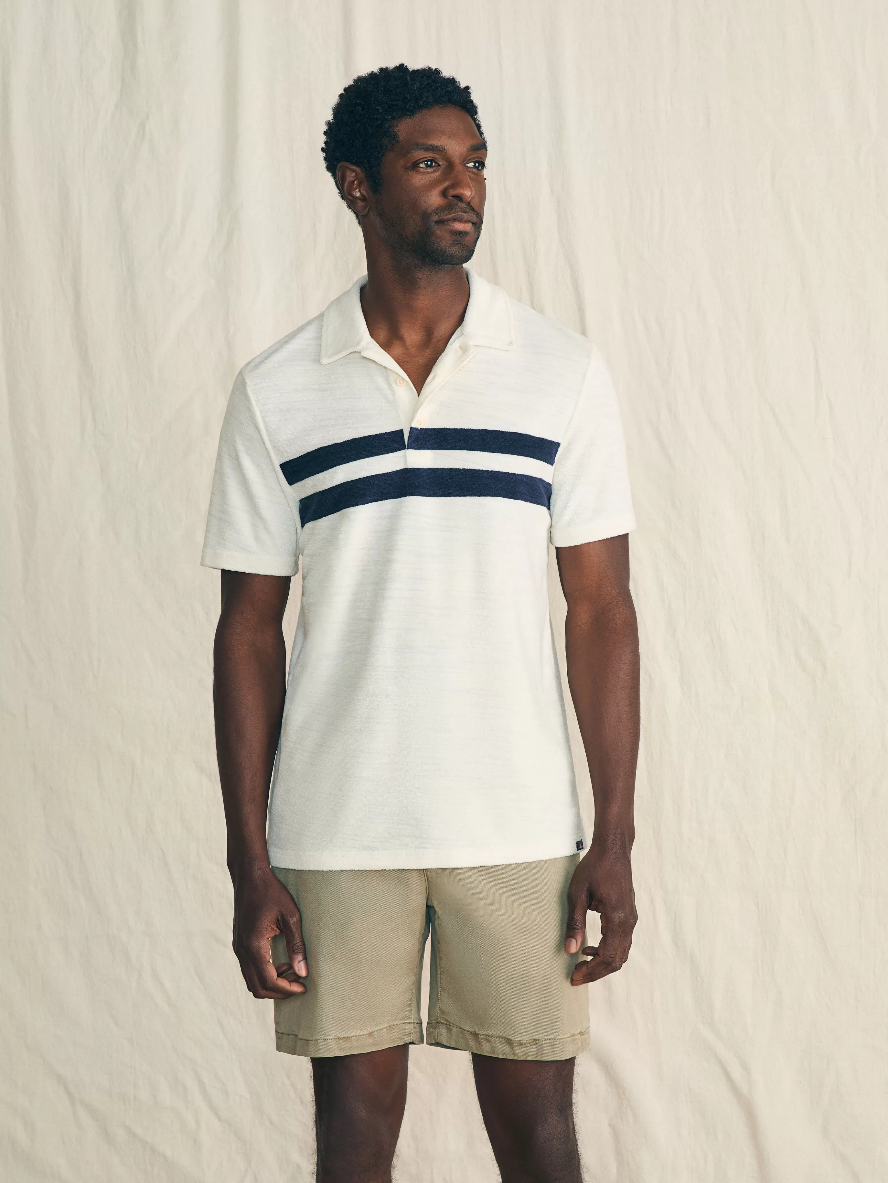 Cabana Towel Terry Surf Stripe Polo Shirt - | Faherty Brand Outlet