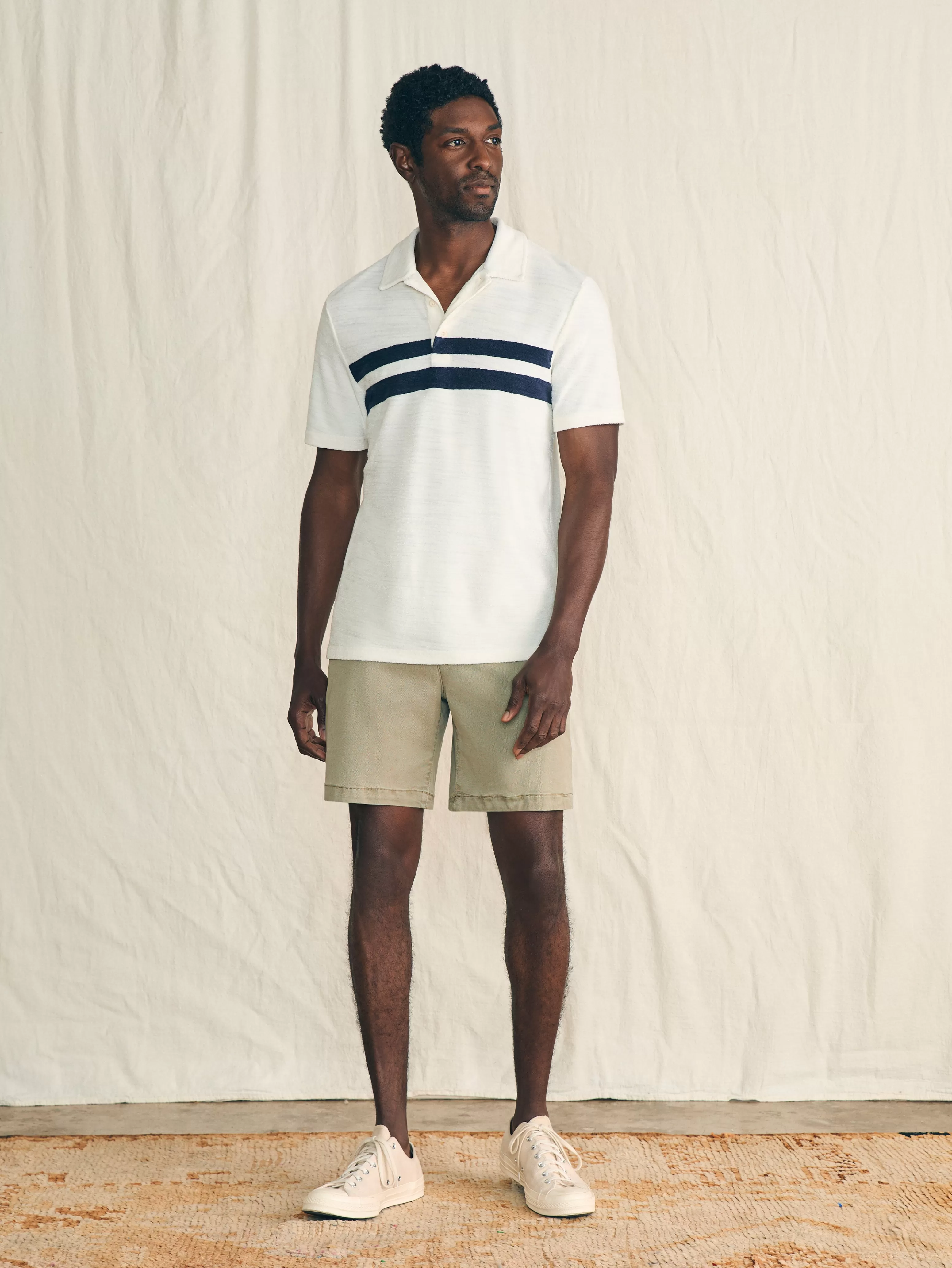 Cabana Towel Terry Surf Stripe Polo Shirt - | Faherty Brand Outlet