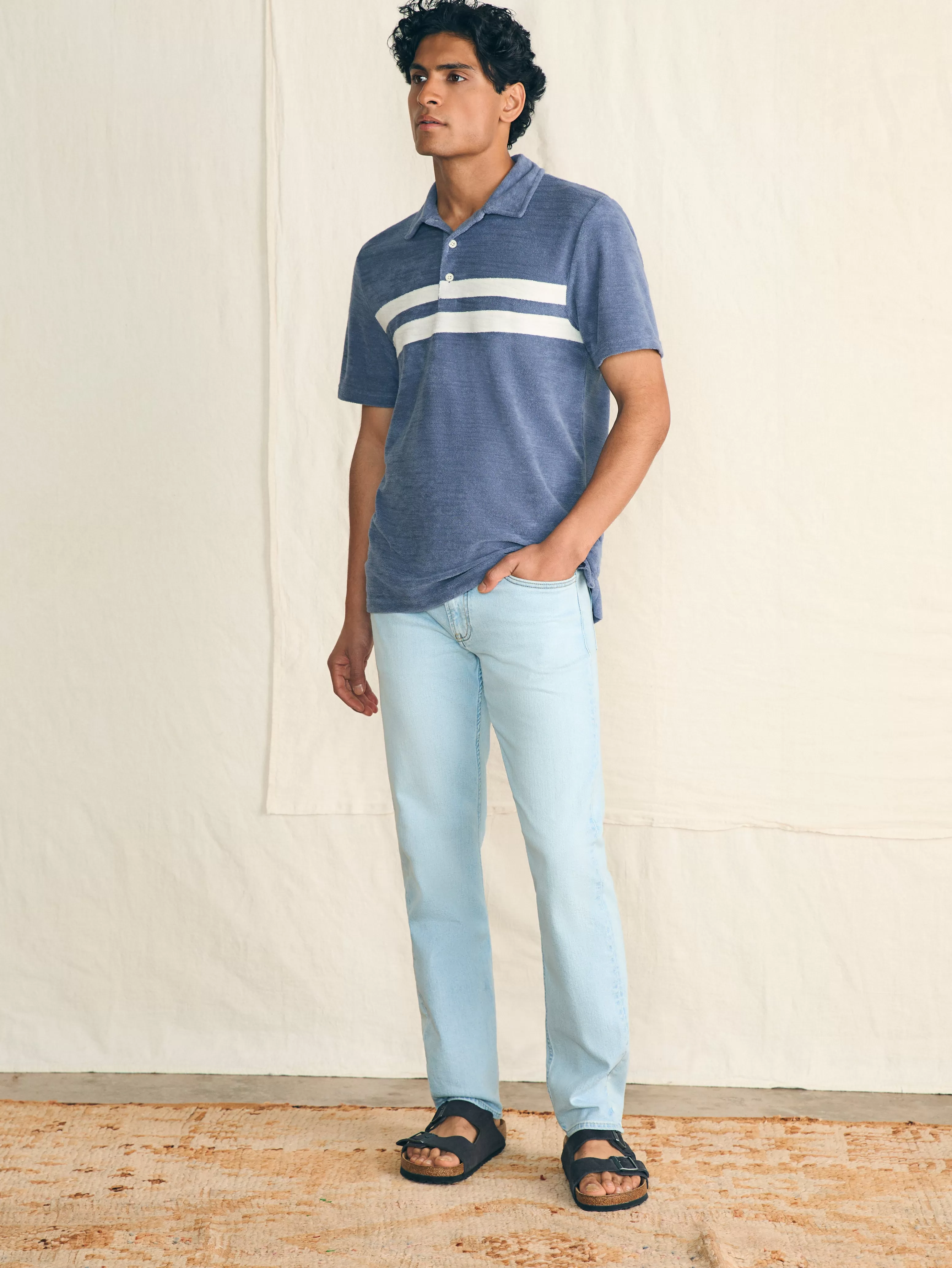 Cabana Towel Terry Surf Stripe Polo Shirt - | Faherty Brand Store