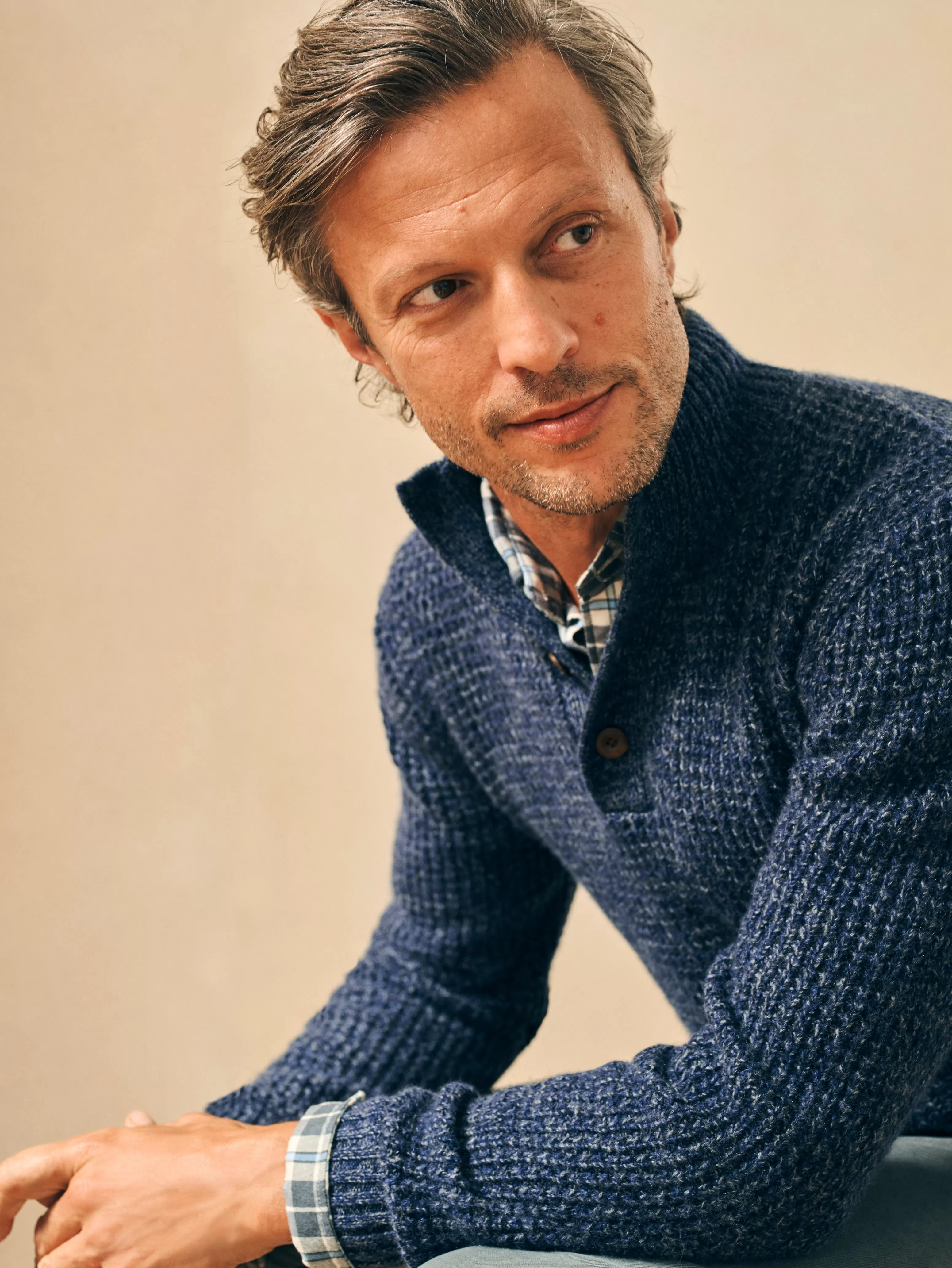 Cashmere Wool Quarter Button Sweater - | Faherty Brand Cheap