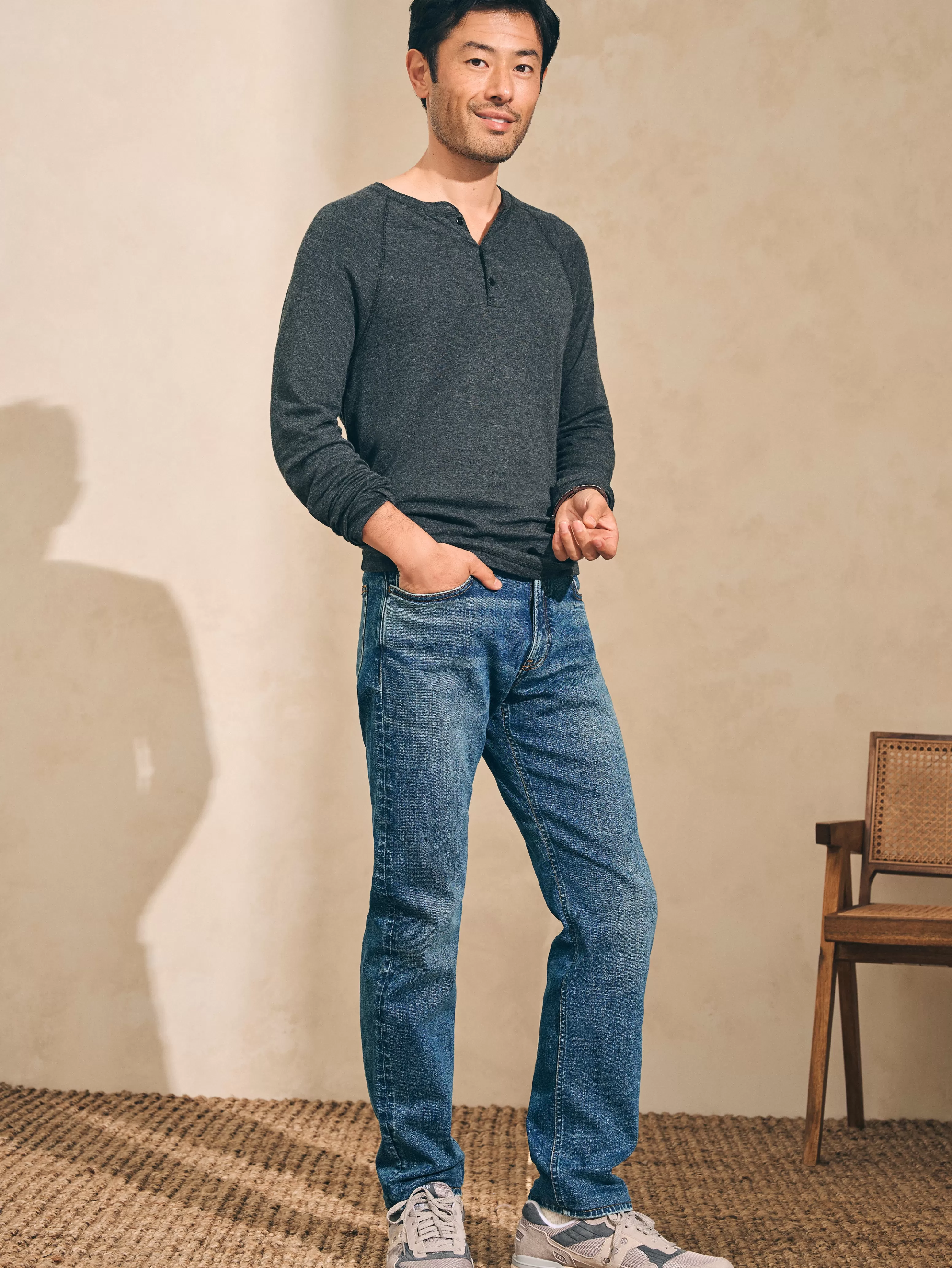 Cloud Cotton Long-Sleeve Henley (Tall) - | Faherty Brand Shop