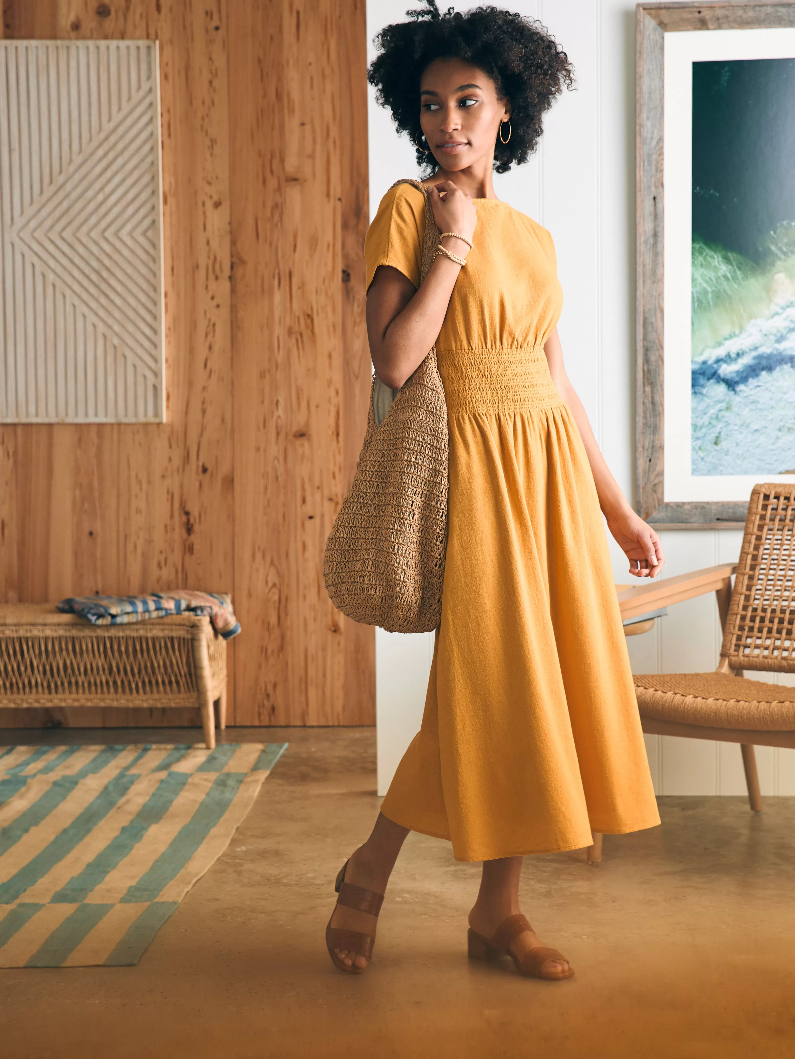 Coast To Coast Midi Dress - | Faherty Brand New