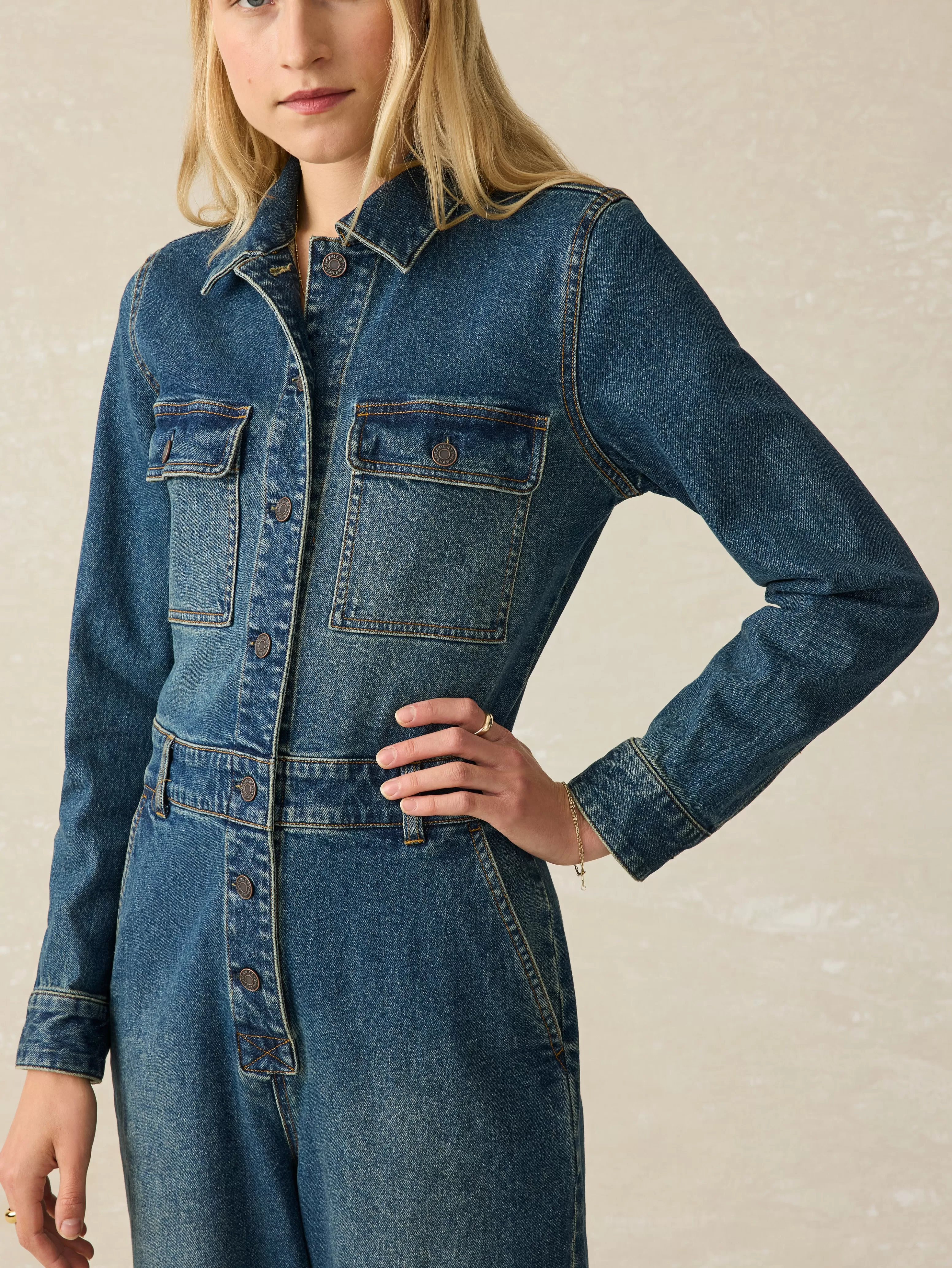 Denim Michelle Jumpsuit - | Faherty Brand Shop