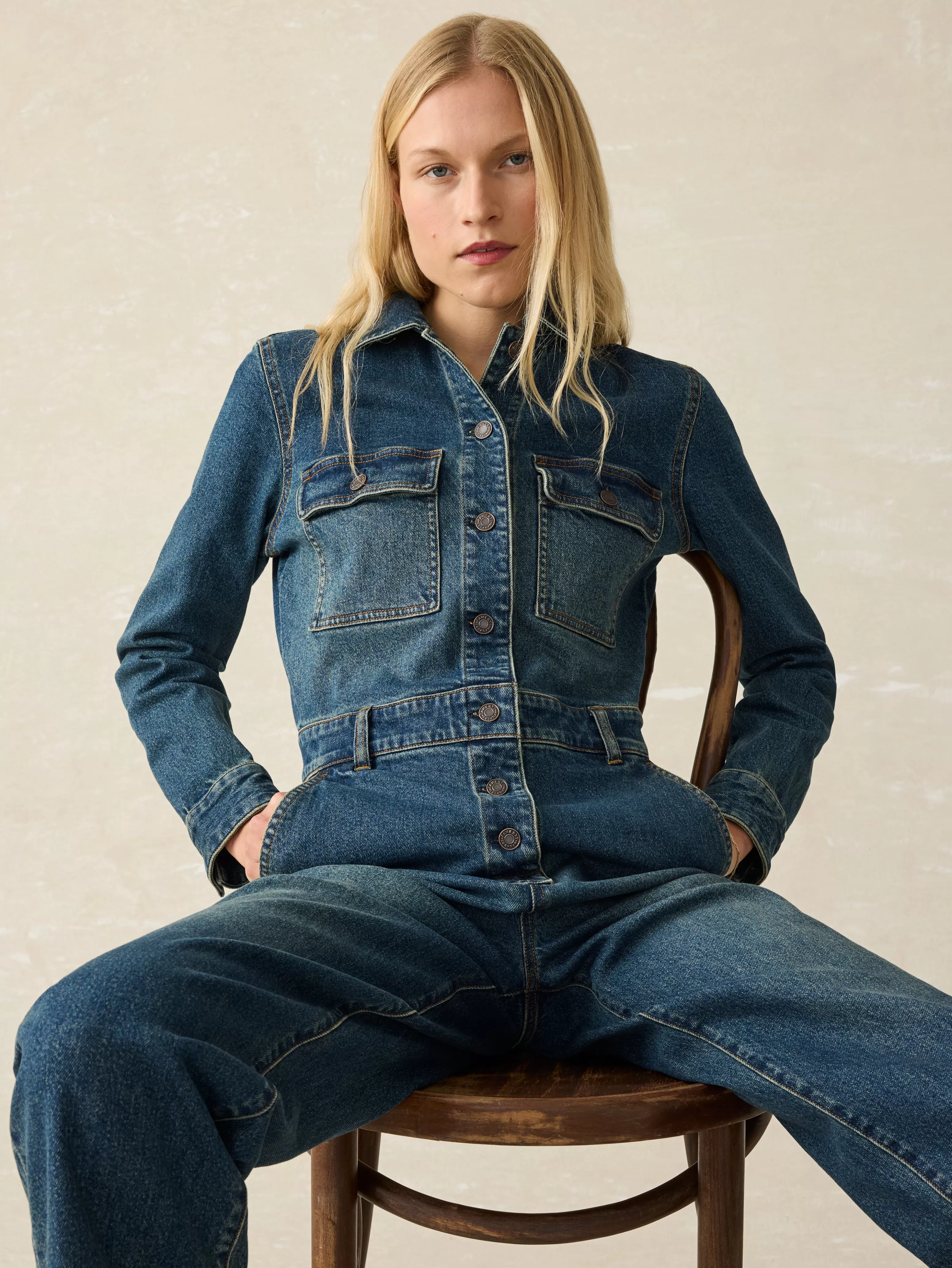 Denim Michelle Jumpsuit - | Faherty Brand Shop