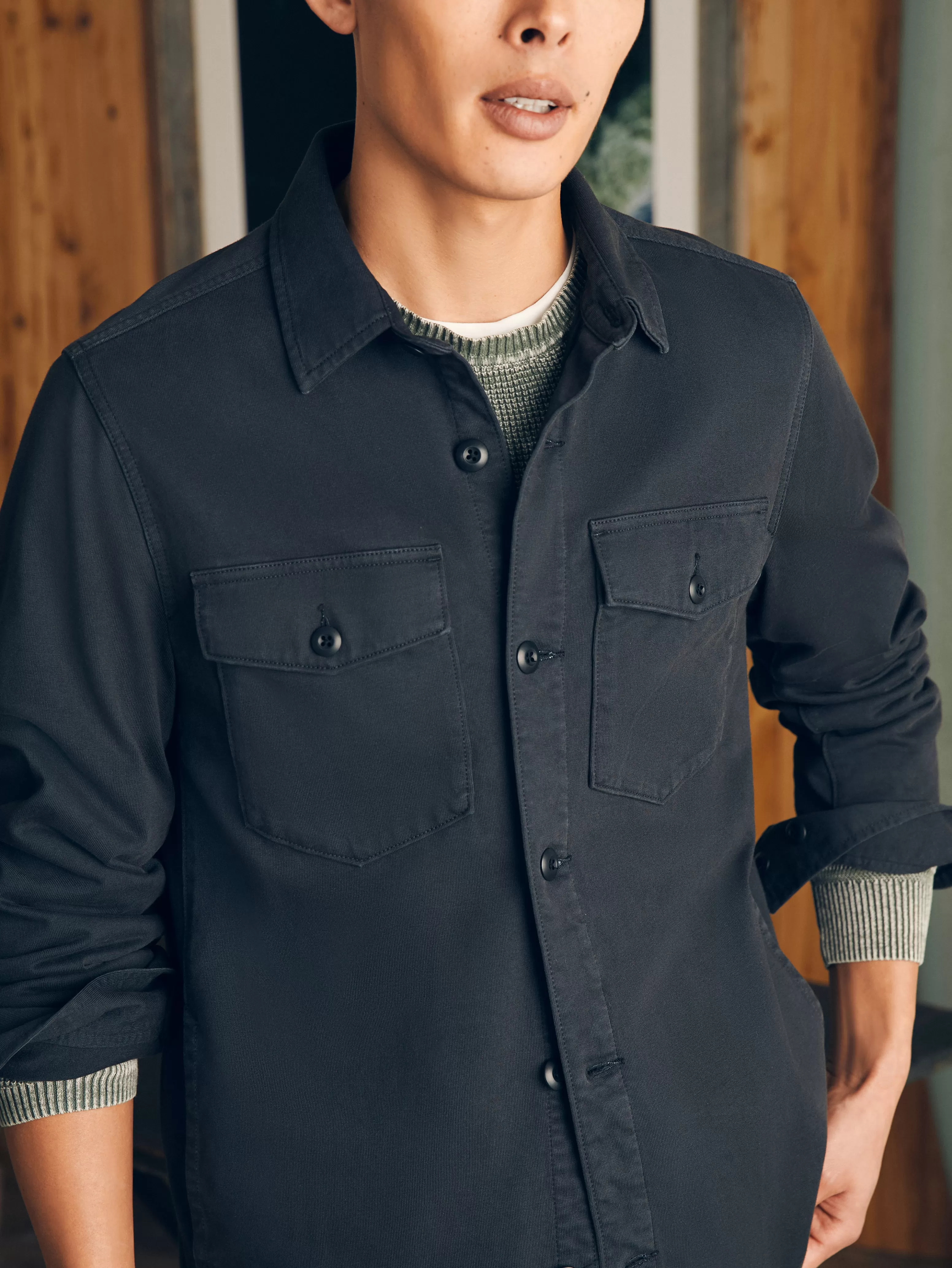 Jersey Shirt Jacket - | Faherty Brand Hot