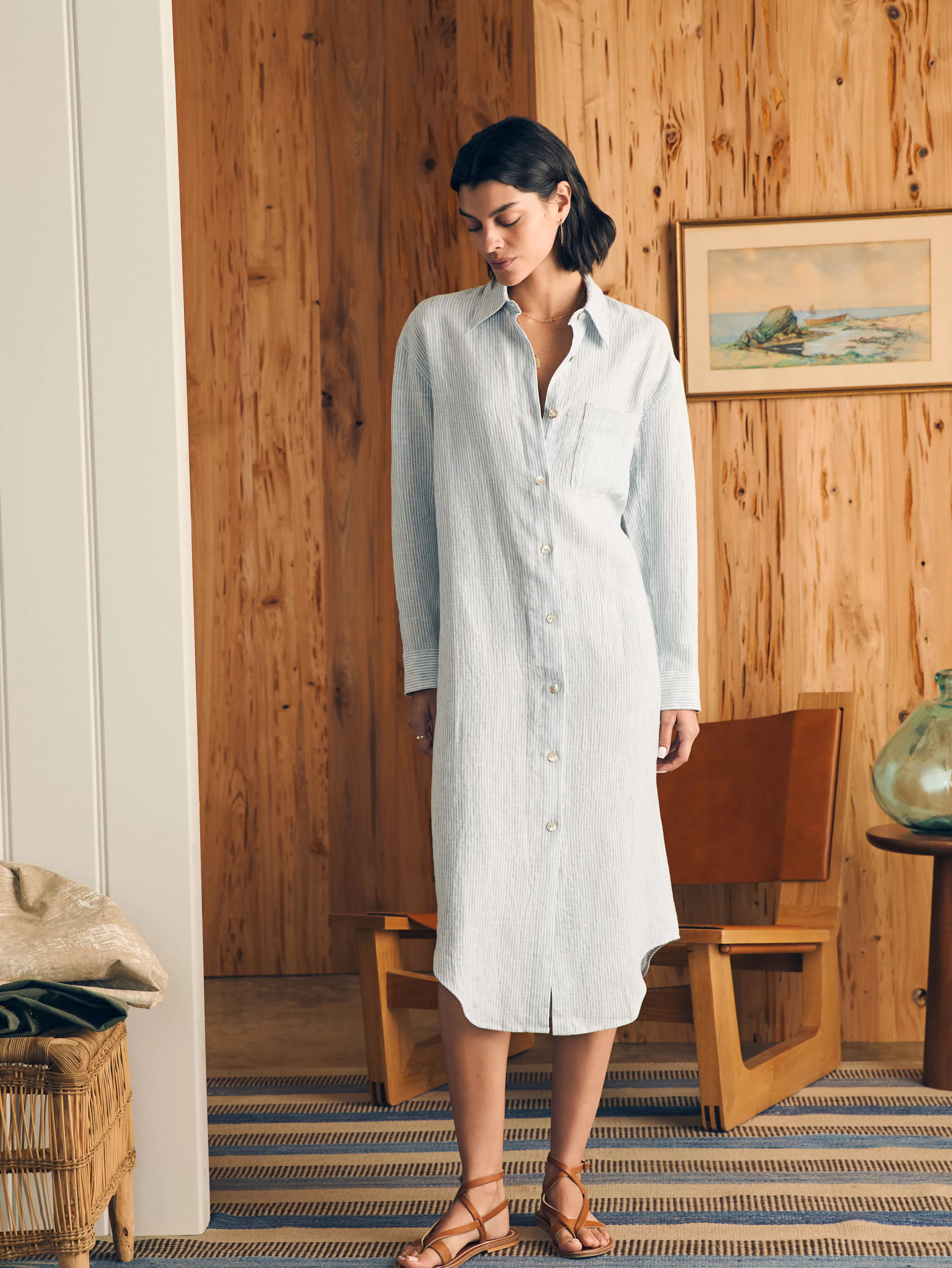 Laguna Linen Midi Dress - | Faherty Brand Store