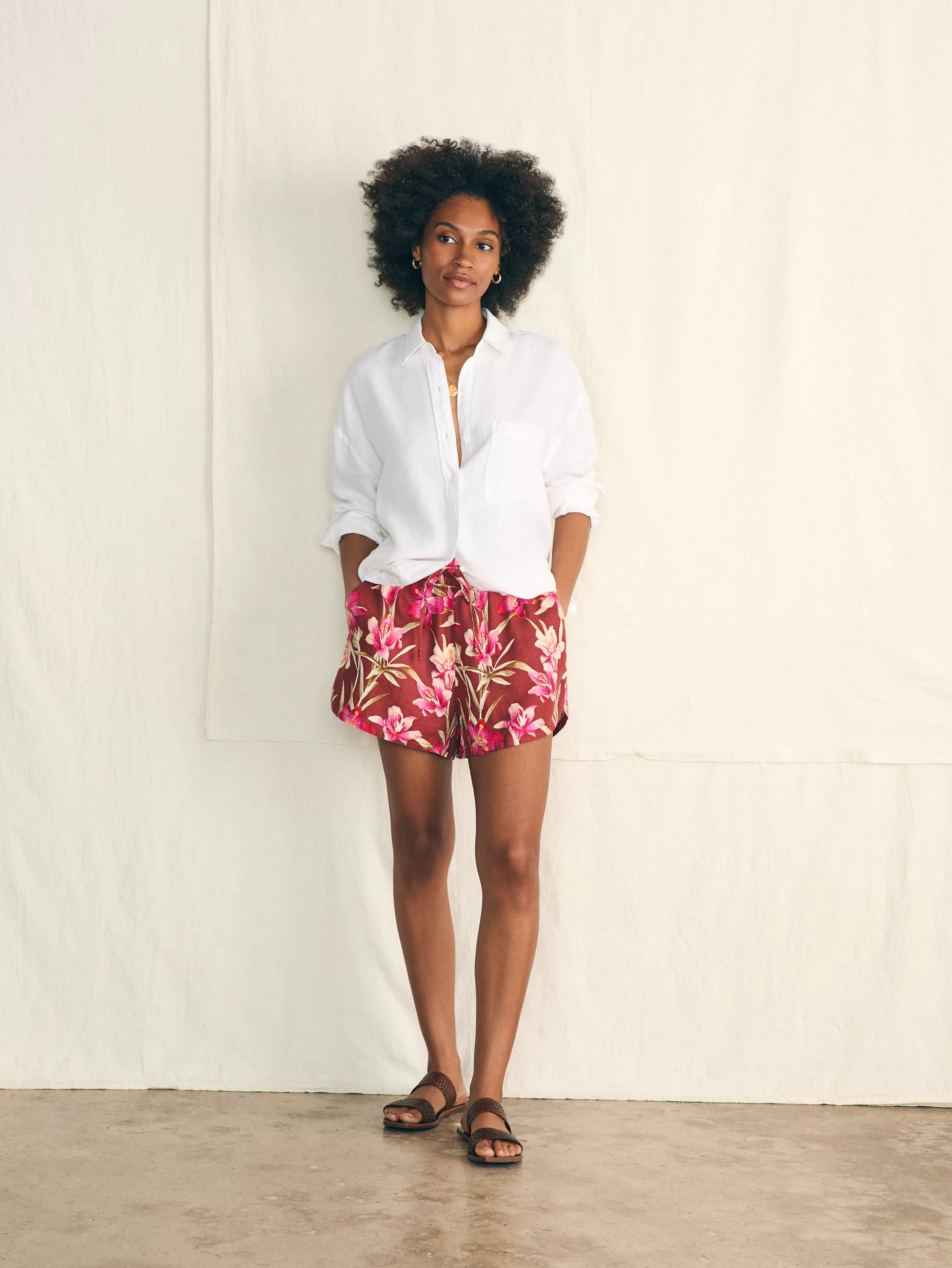 Laguna Linen Tie Waist Short - | Faherty Brand New
