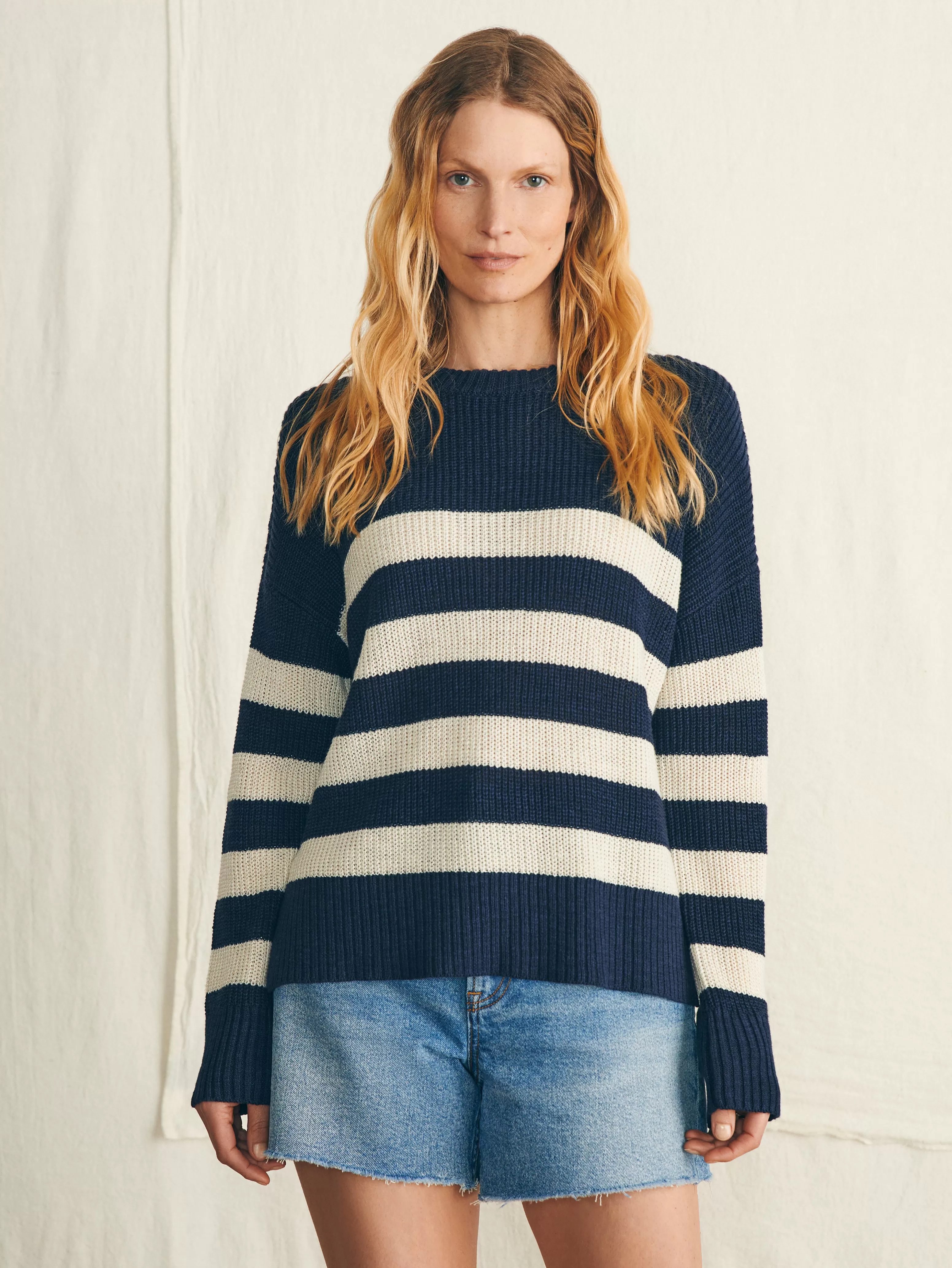 Miramar Linen Crew Sweater - | Faherty Brand Flash Sale