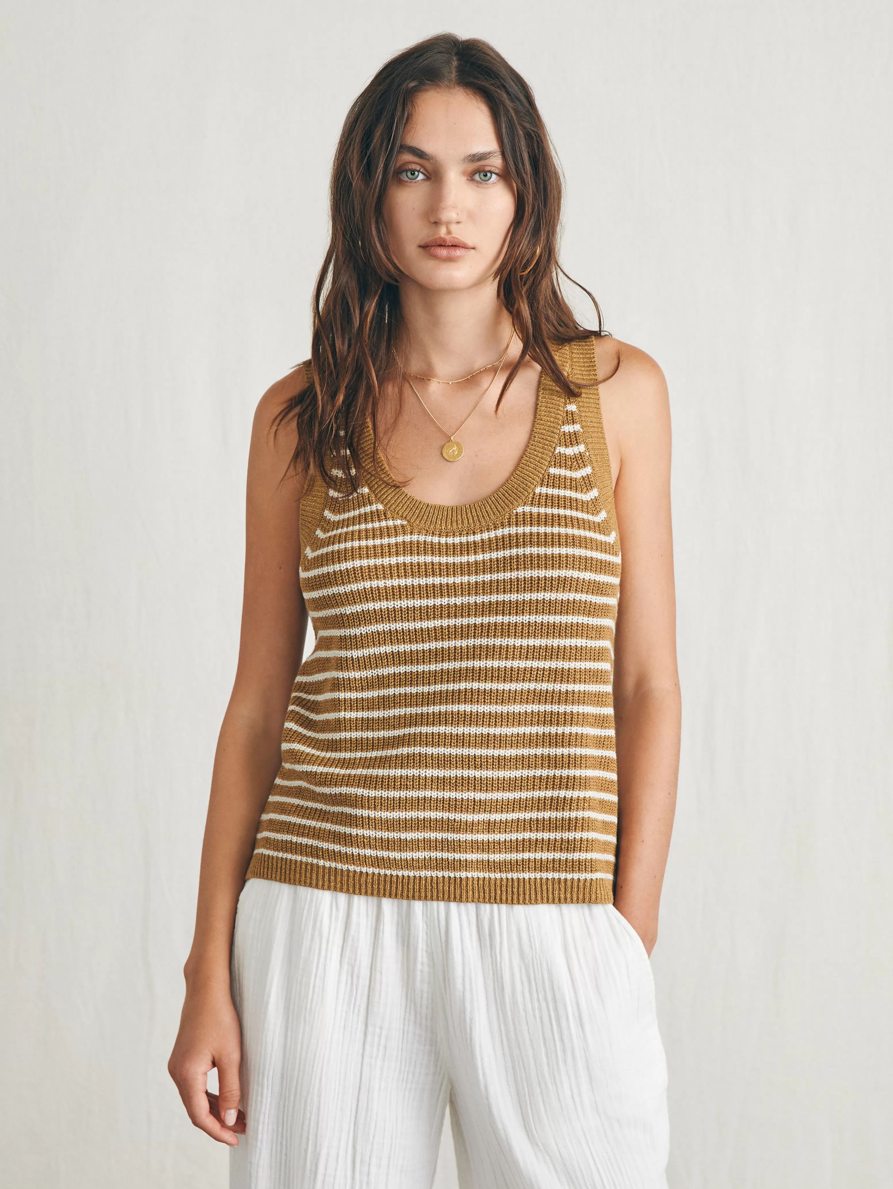 Miramar Linen Scoop Neck Tank - | Faherty Brand Sale