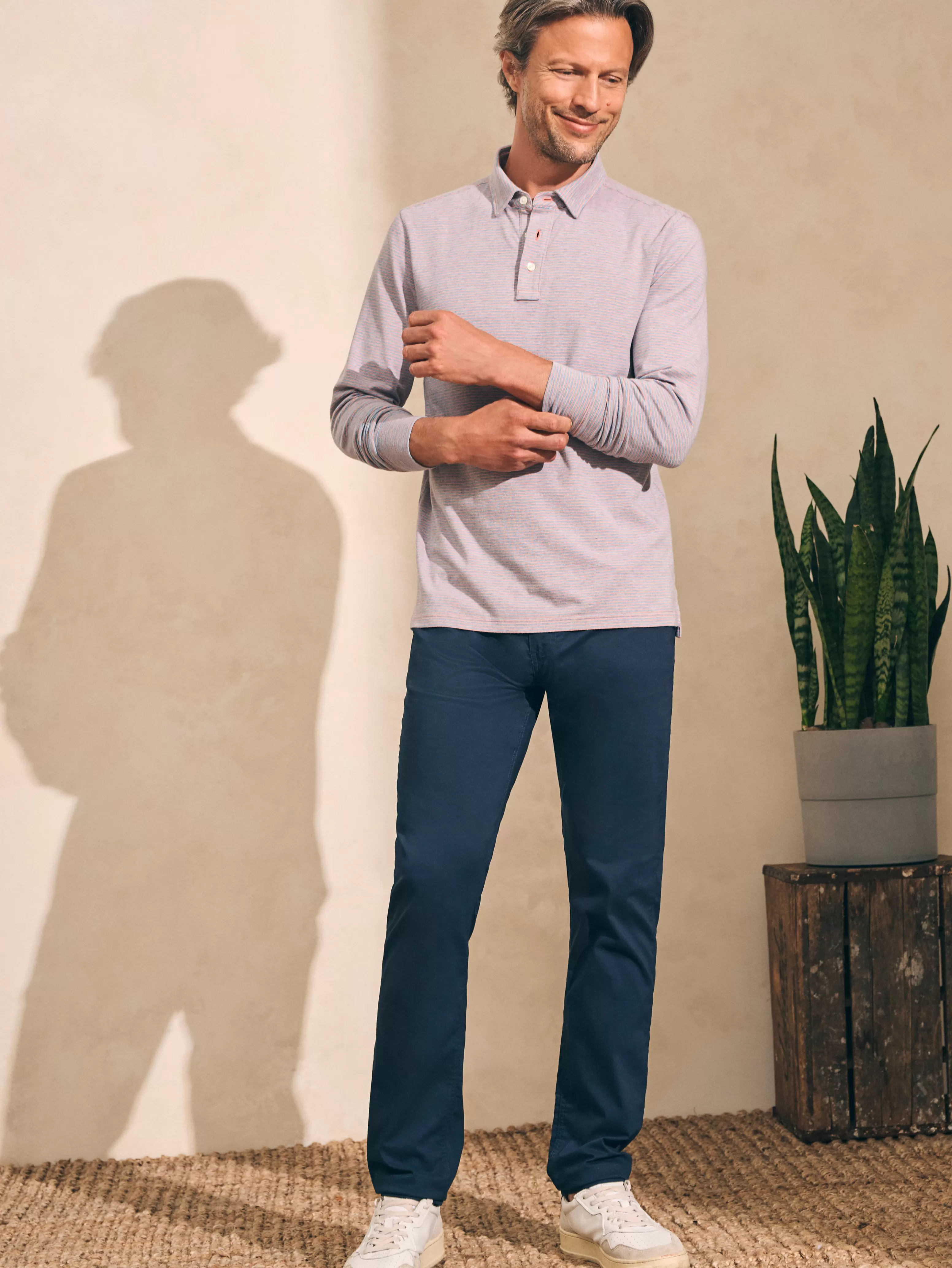 Movement™ Long-Sleeve Polo Shirt - | Faherty Brand New