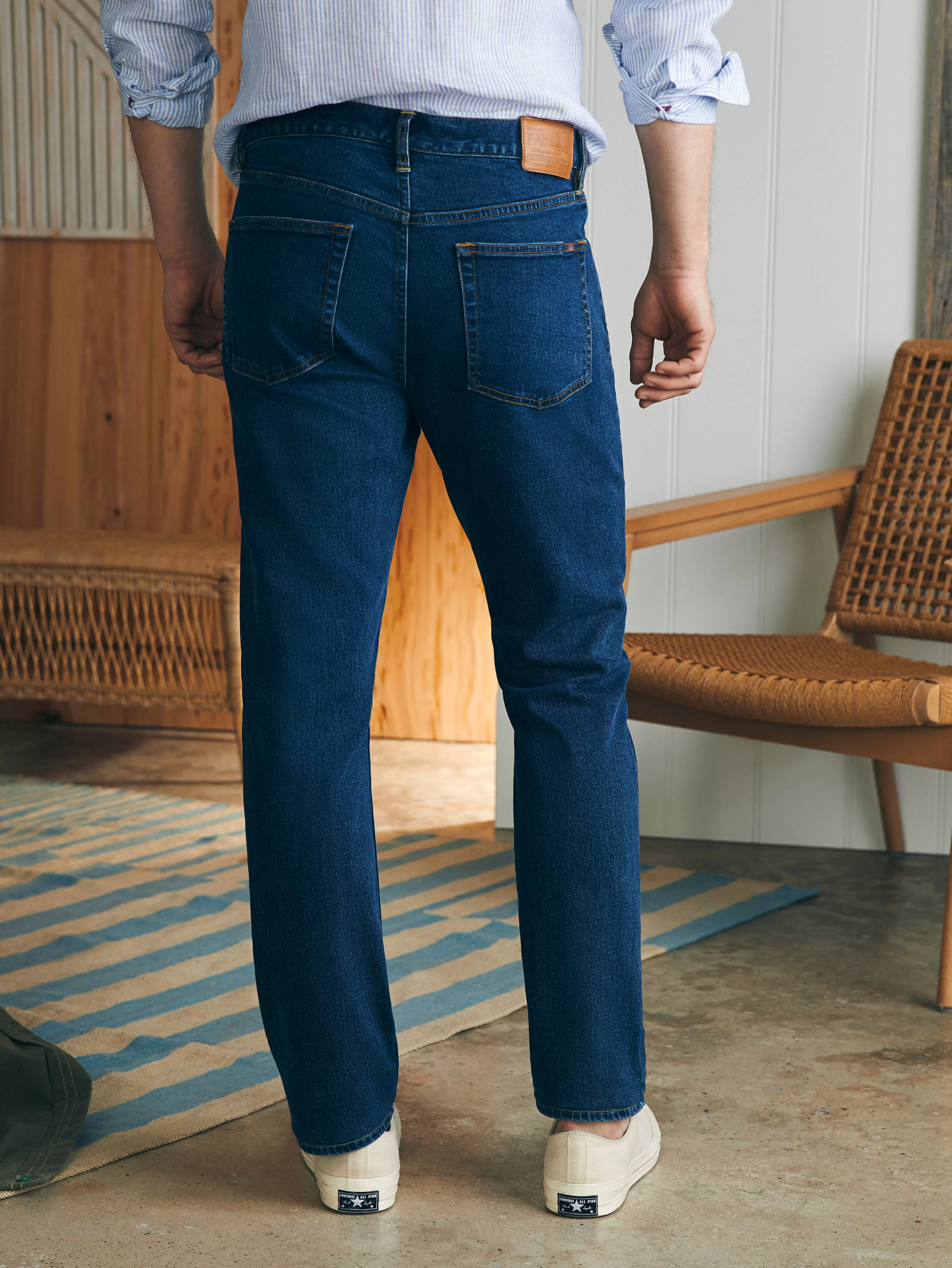 Organic Cotton Slim Straight Denim (32" Inseam) - | Faherty Brand Fashion