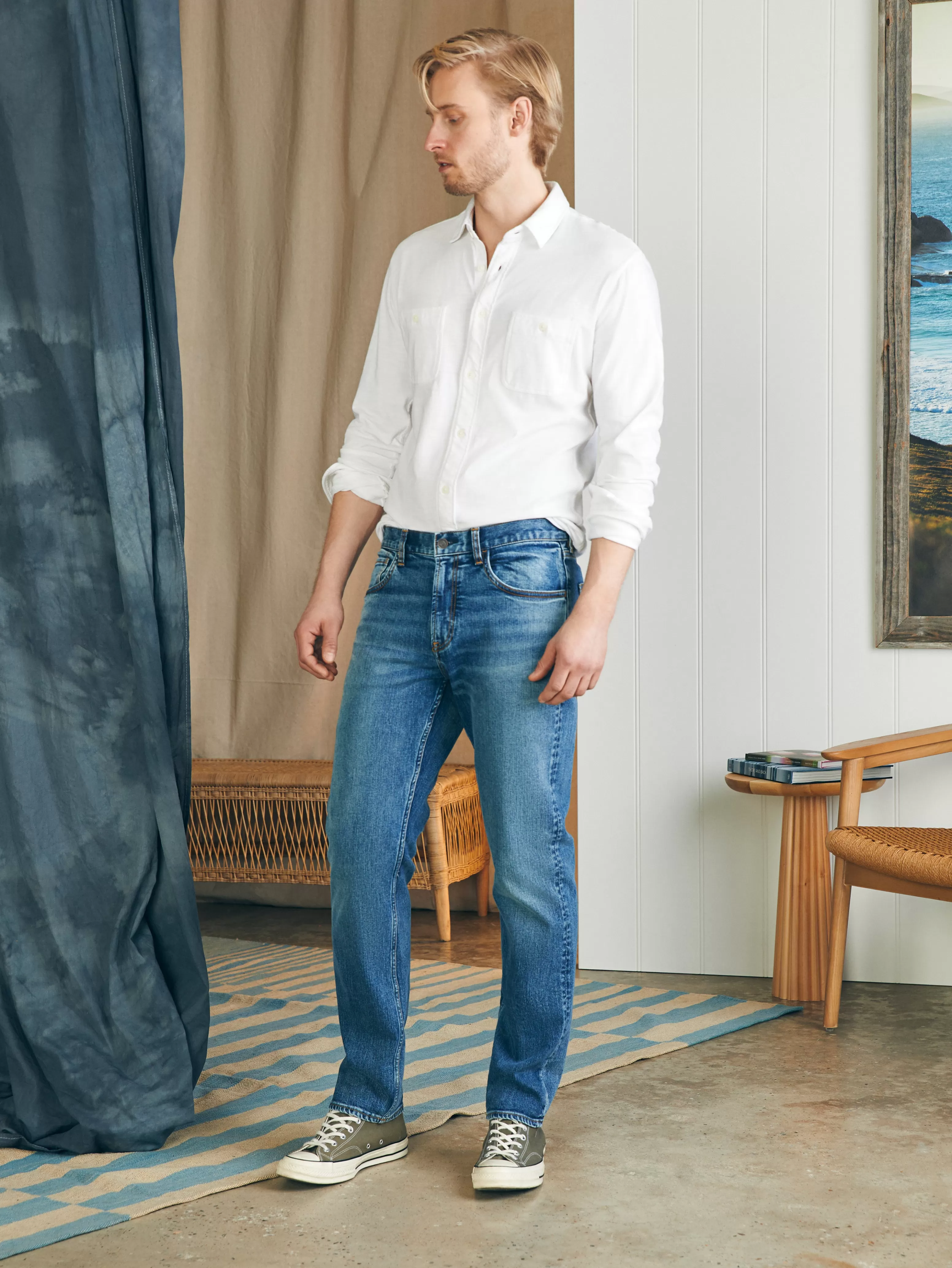 Organic Cotton Slim Straight Denim (32" Inseam) - | Faherty Brand Clearance