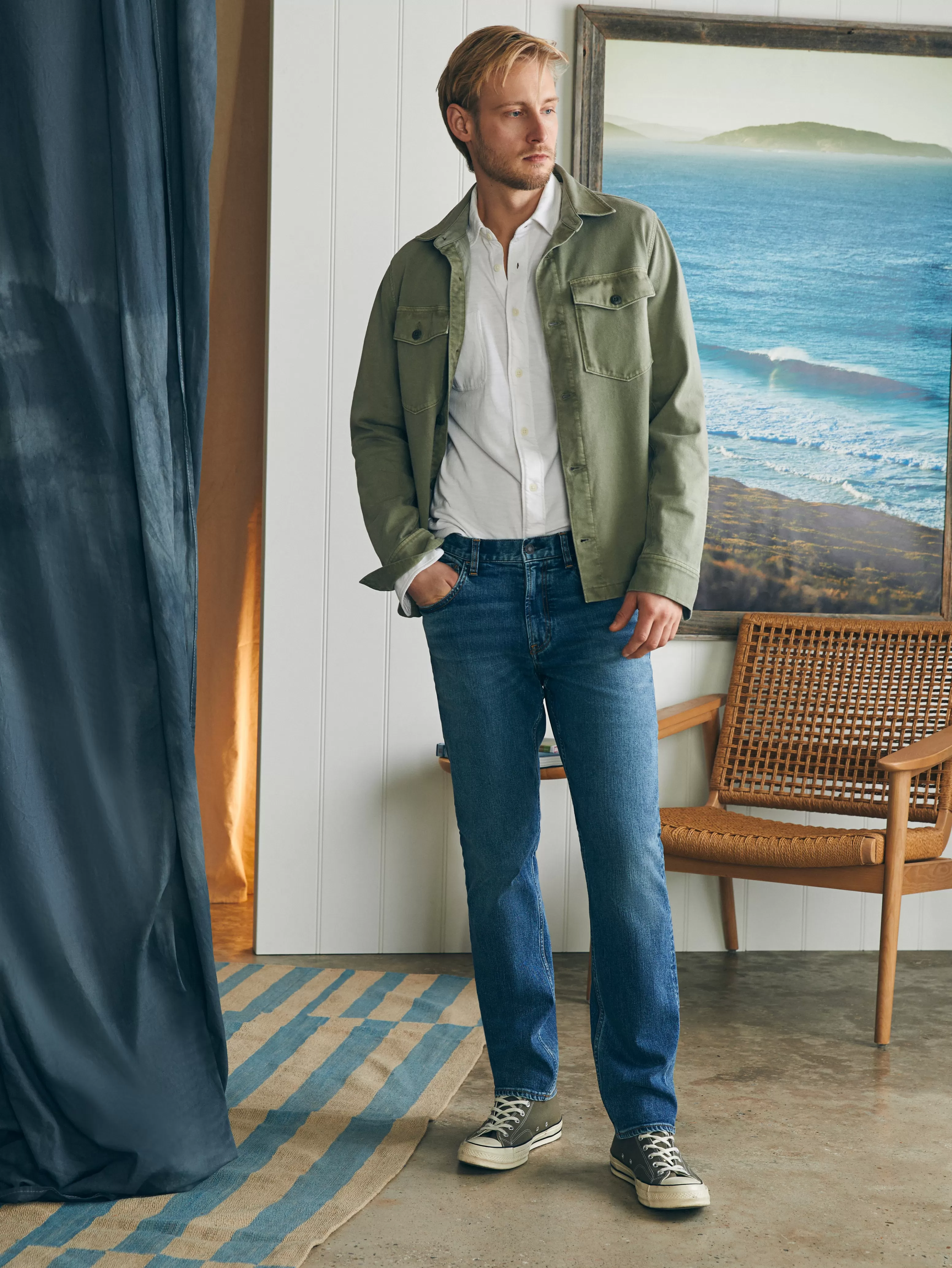 Organic Cotton Slim Straight Denim (32" Inseam) - | Faherty Brand Clearance