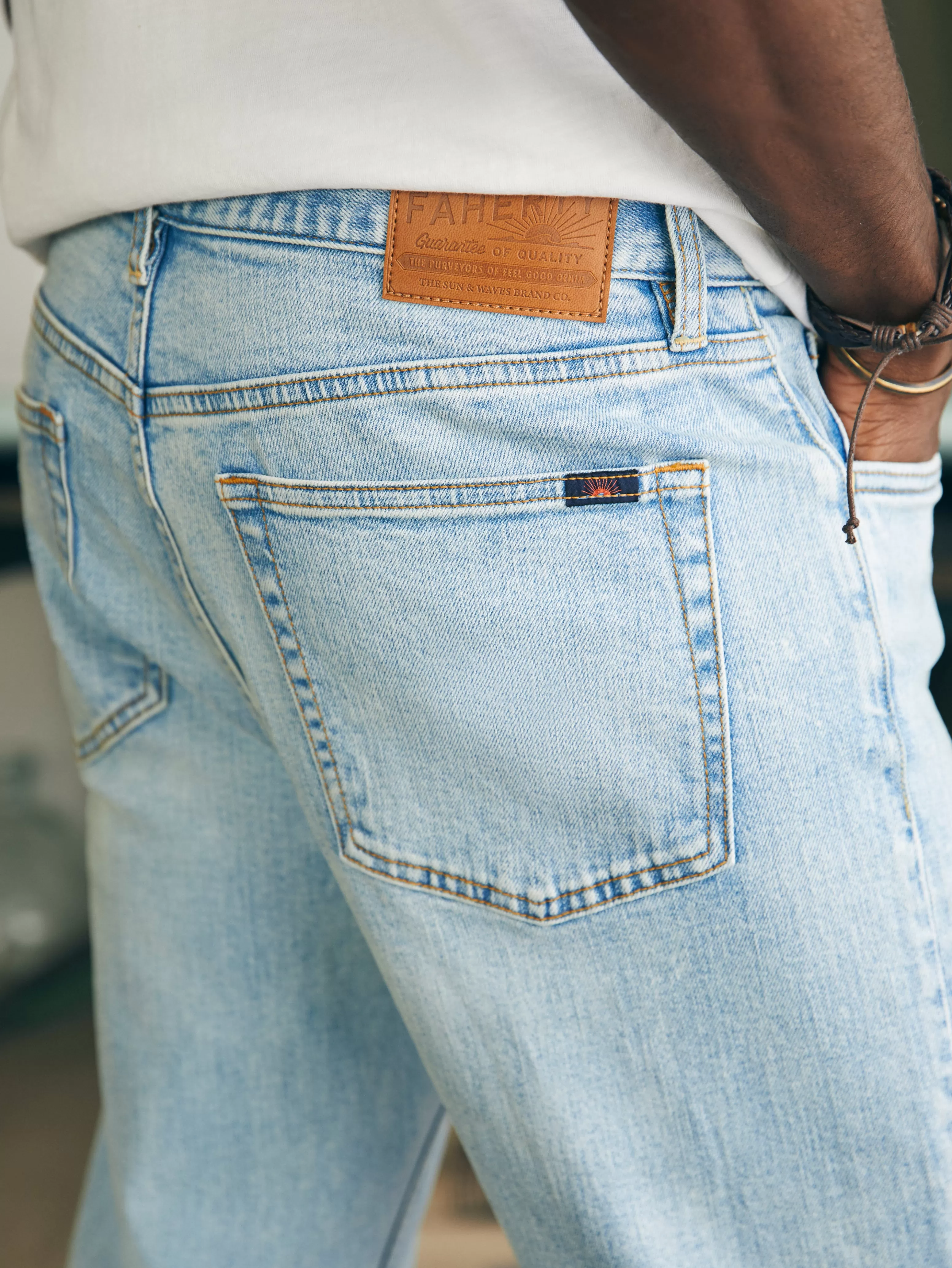 Organic Cotton Slim Straight Denim (32" Inseam) - | Faherty Brand Best