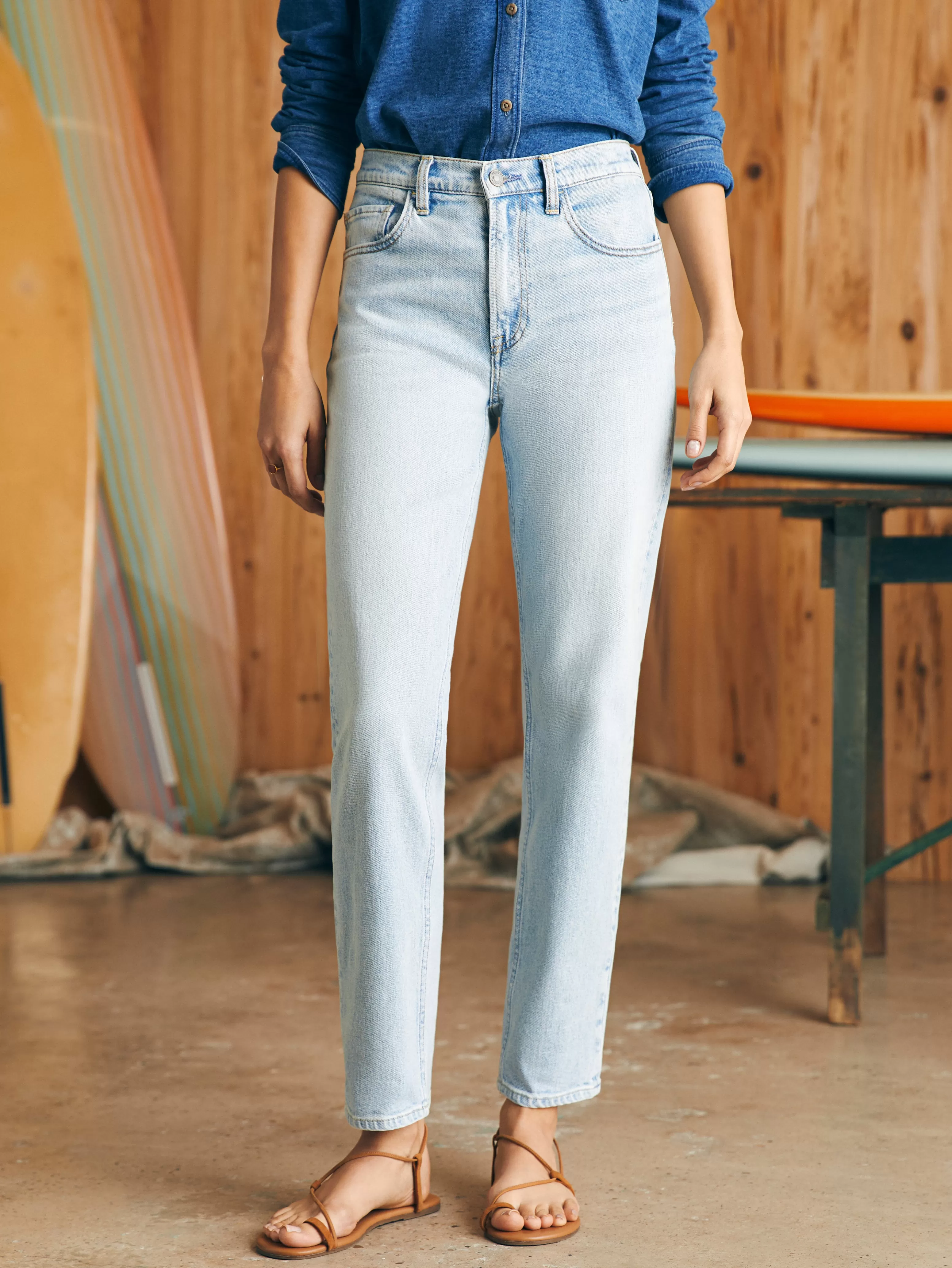 Organic Cotton Slim Straight Denim - | Faherty Brand Hot