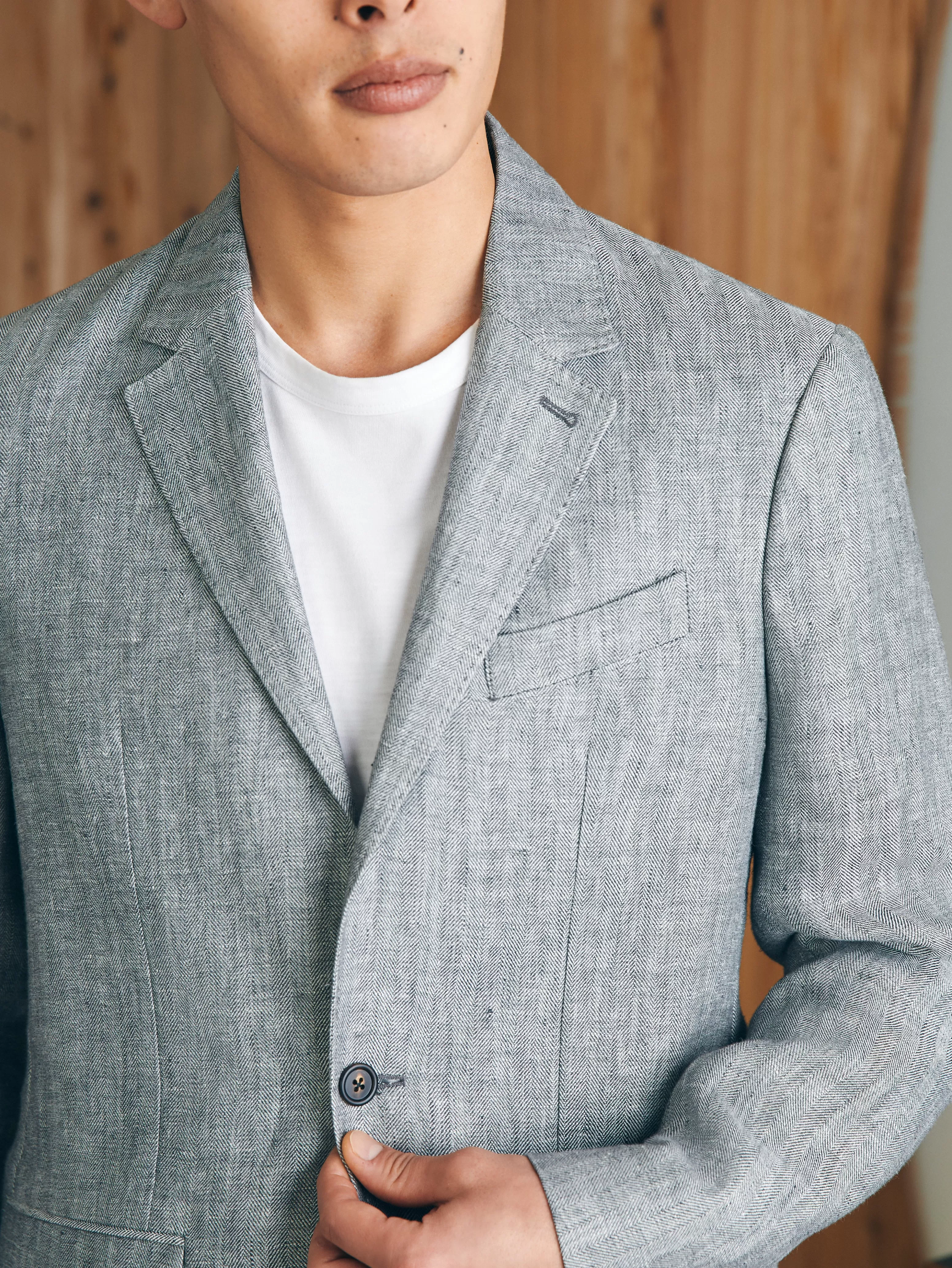 Reserve Linen Herringbone Blazer - | Faherty Brand Best Sale