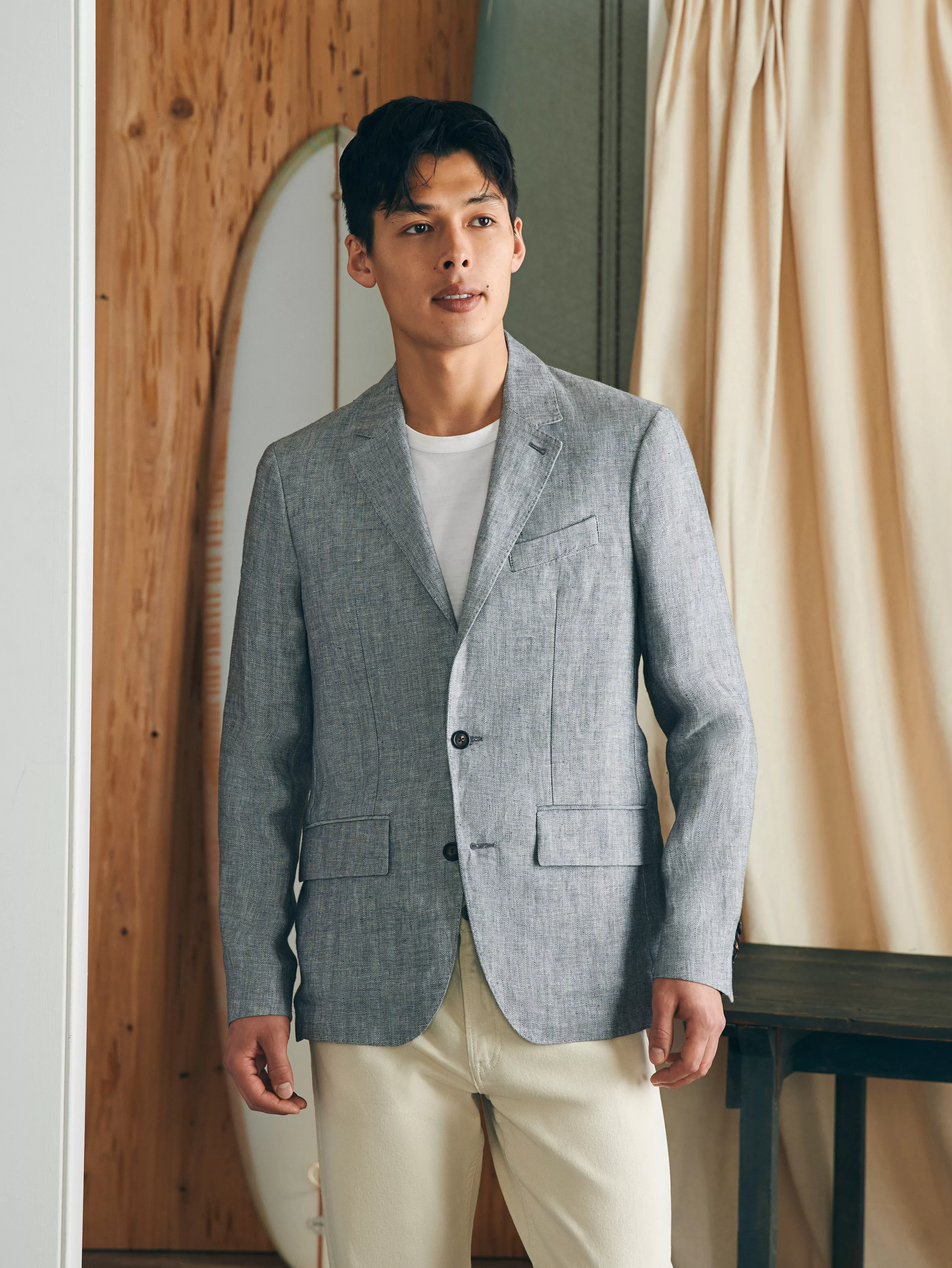 Reserve Linen Herringbone Blazer - | Faherty Brand Best Sale