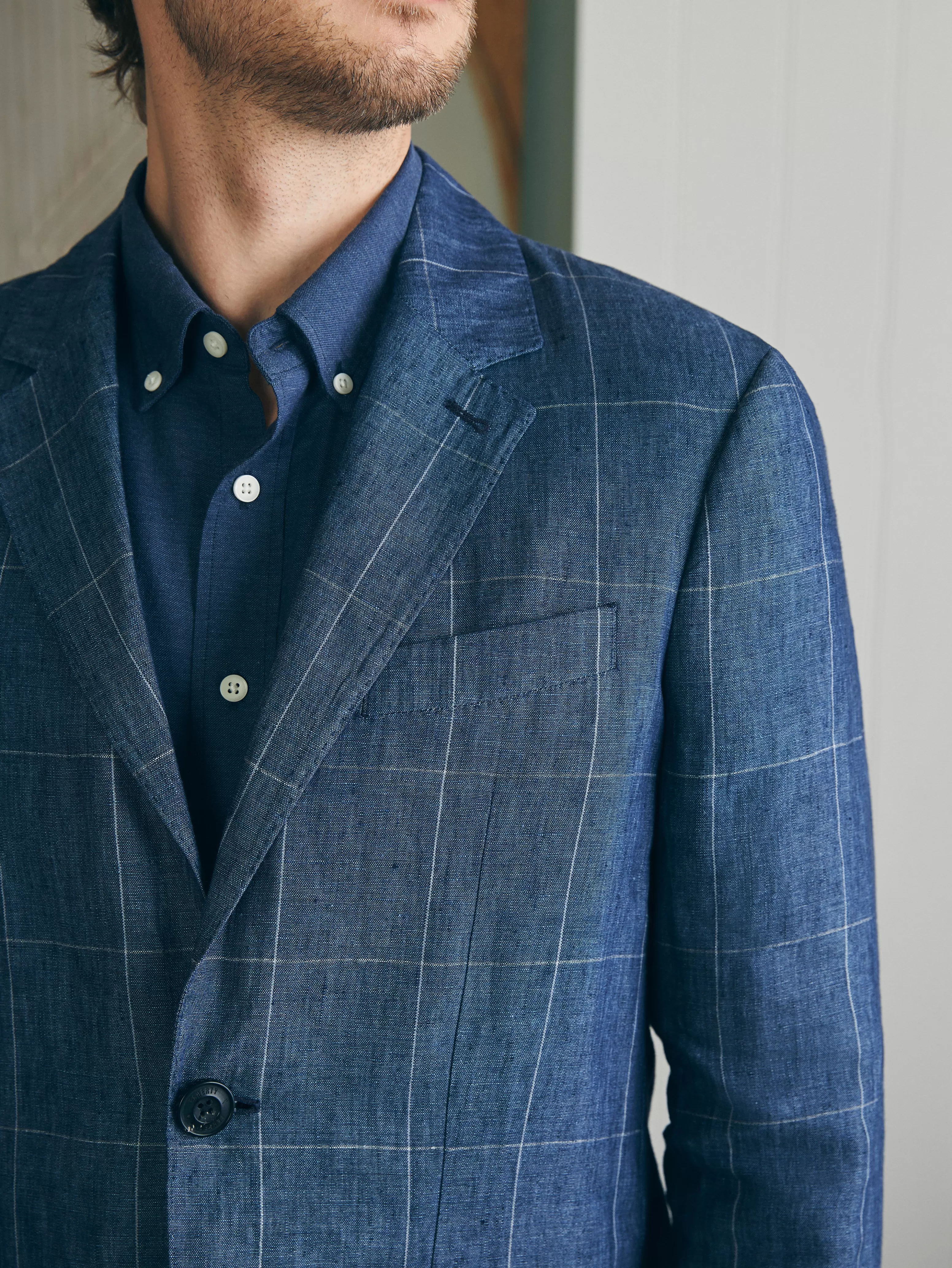 Reserve Linen Windowpane Blazer - | Faherty Brand Shop