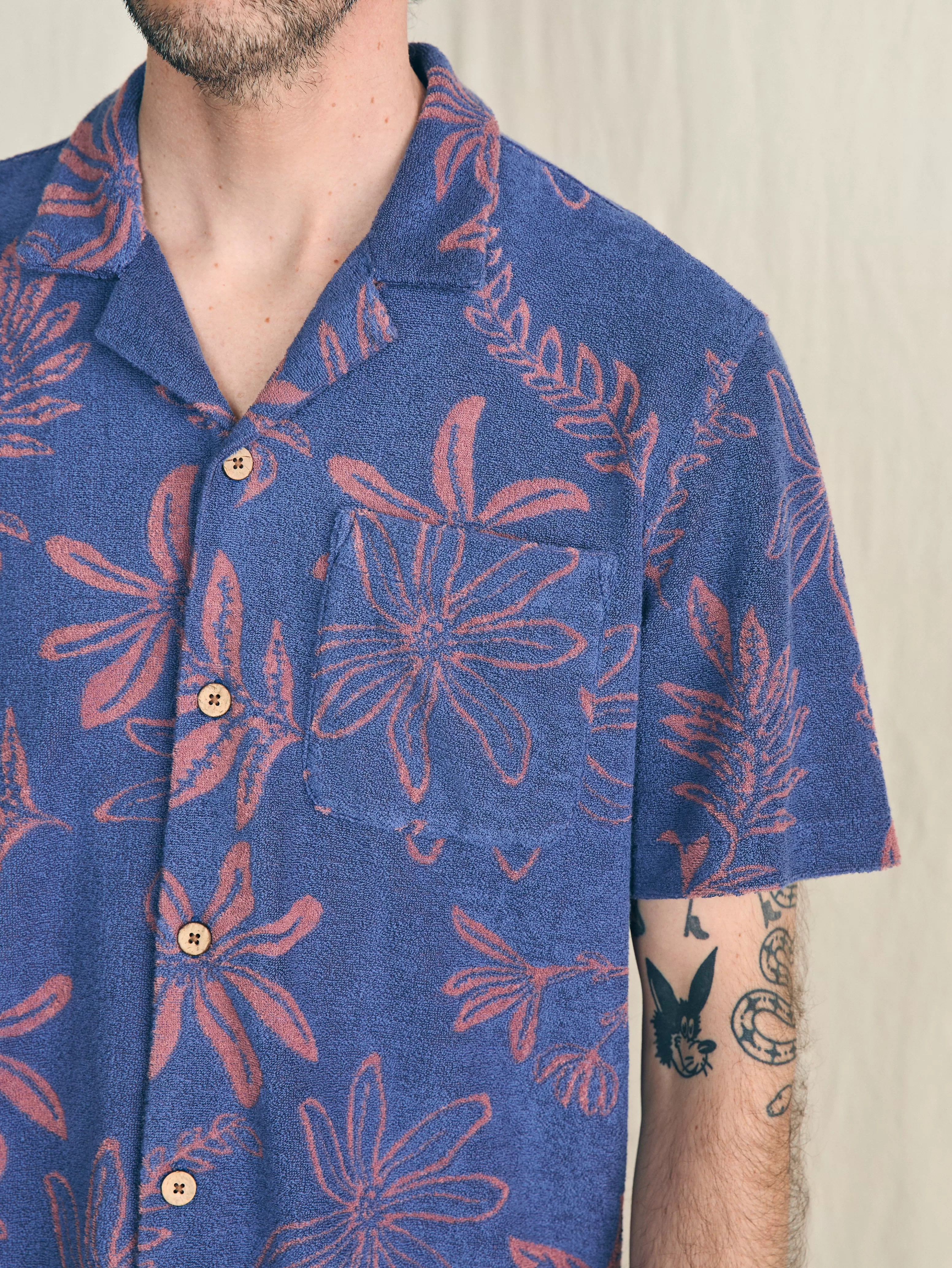 Short-Sleeve Cabana Towel Terry Shirt - | Faherty Brand Best