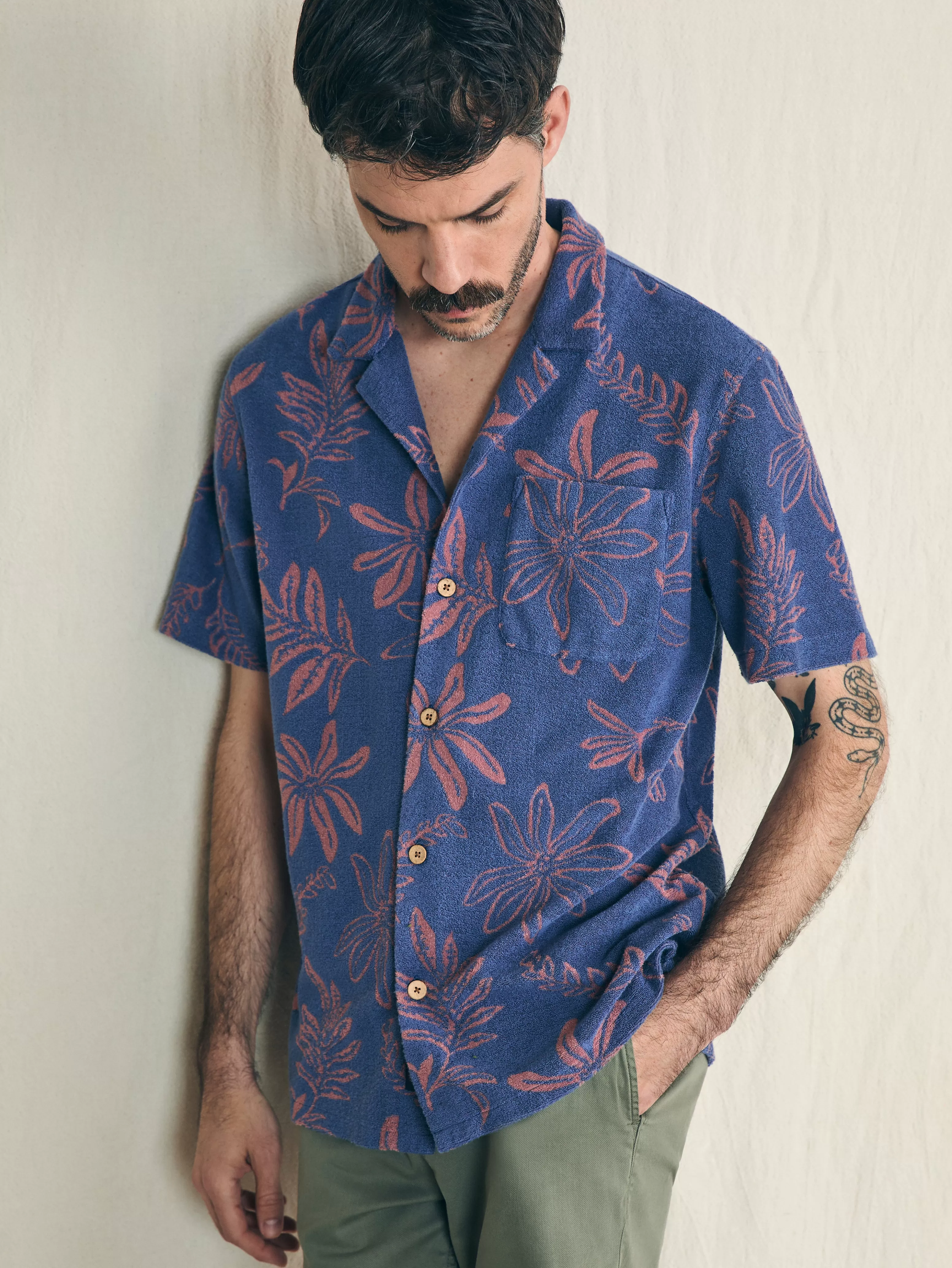 Short-Sleeve Cabana Towel Terry Shirt - | Faherty Brand Best