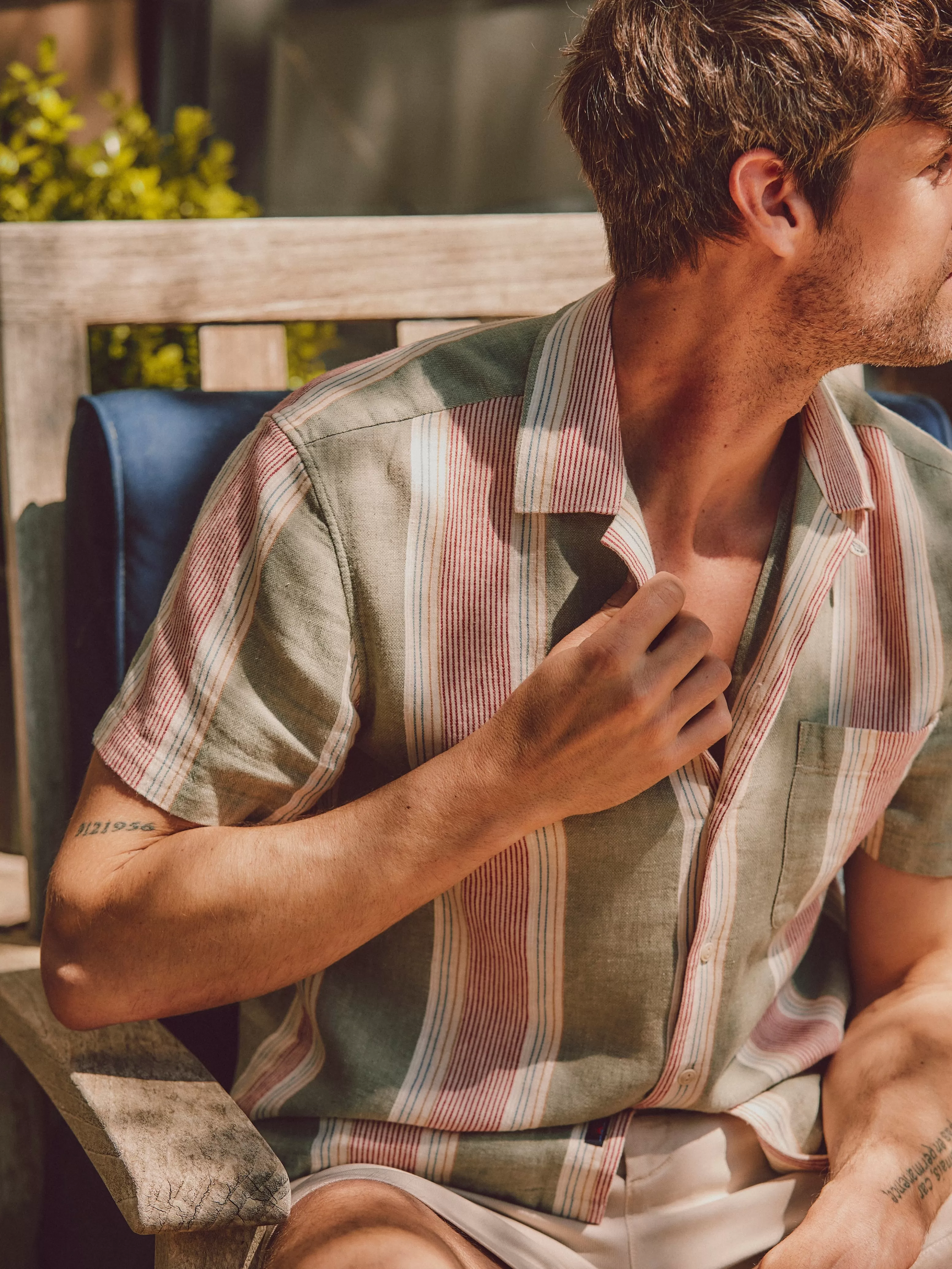 Short-Sleeve Hemp Blend Camp Shirt - | Faherty Brand Clearance