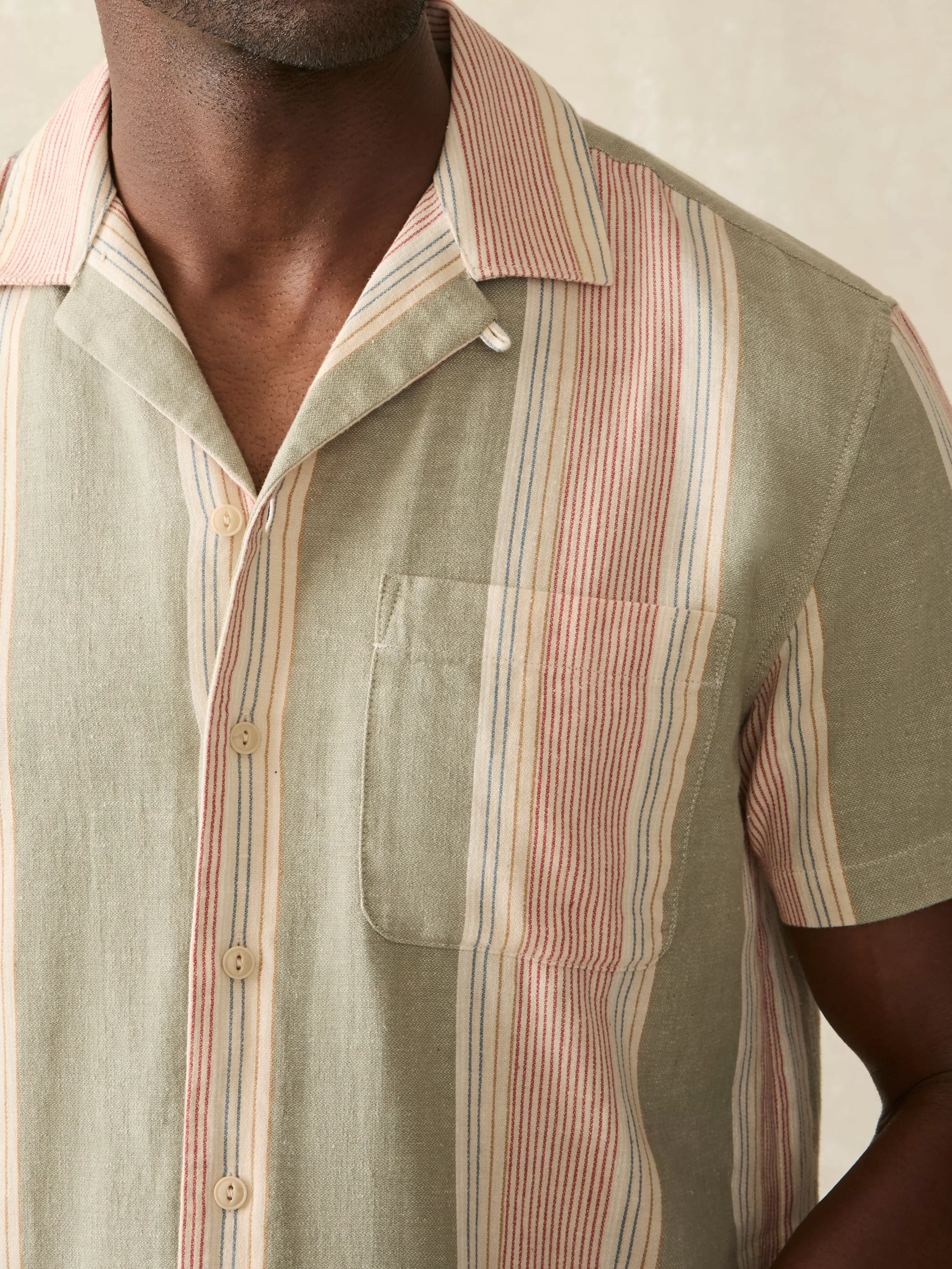 Short-Sleeve Hemp Blend Camp Shirt - | Faherty Brand Clearance