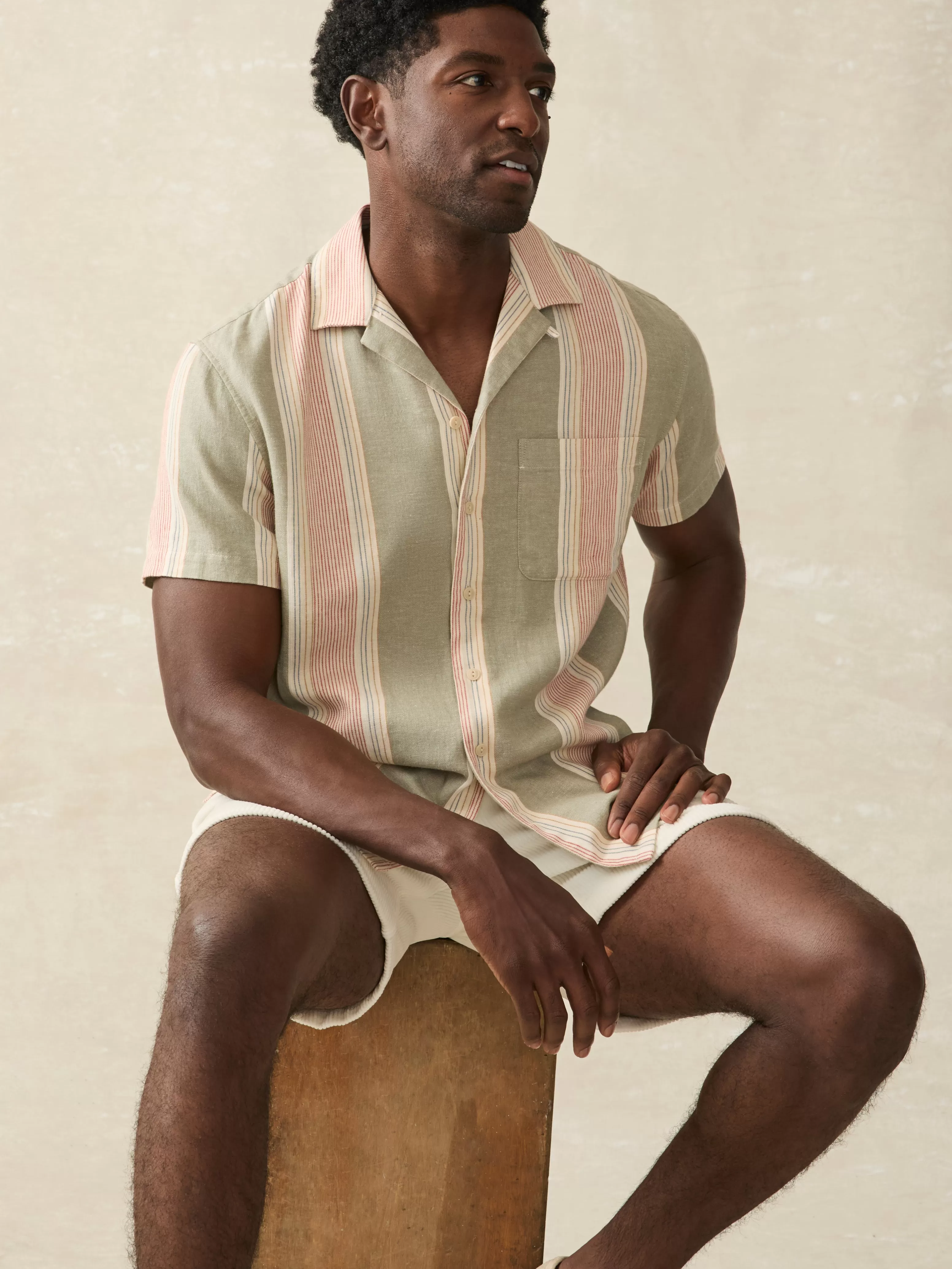 Short-Sleeve Hemp Blend Camp Shirt - | Faherty Brand Clearance