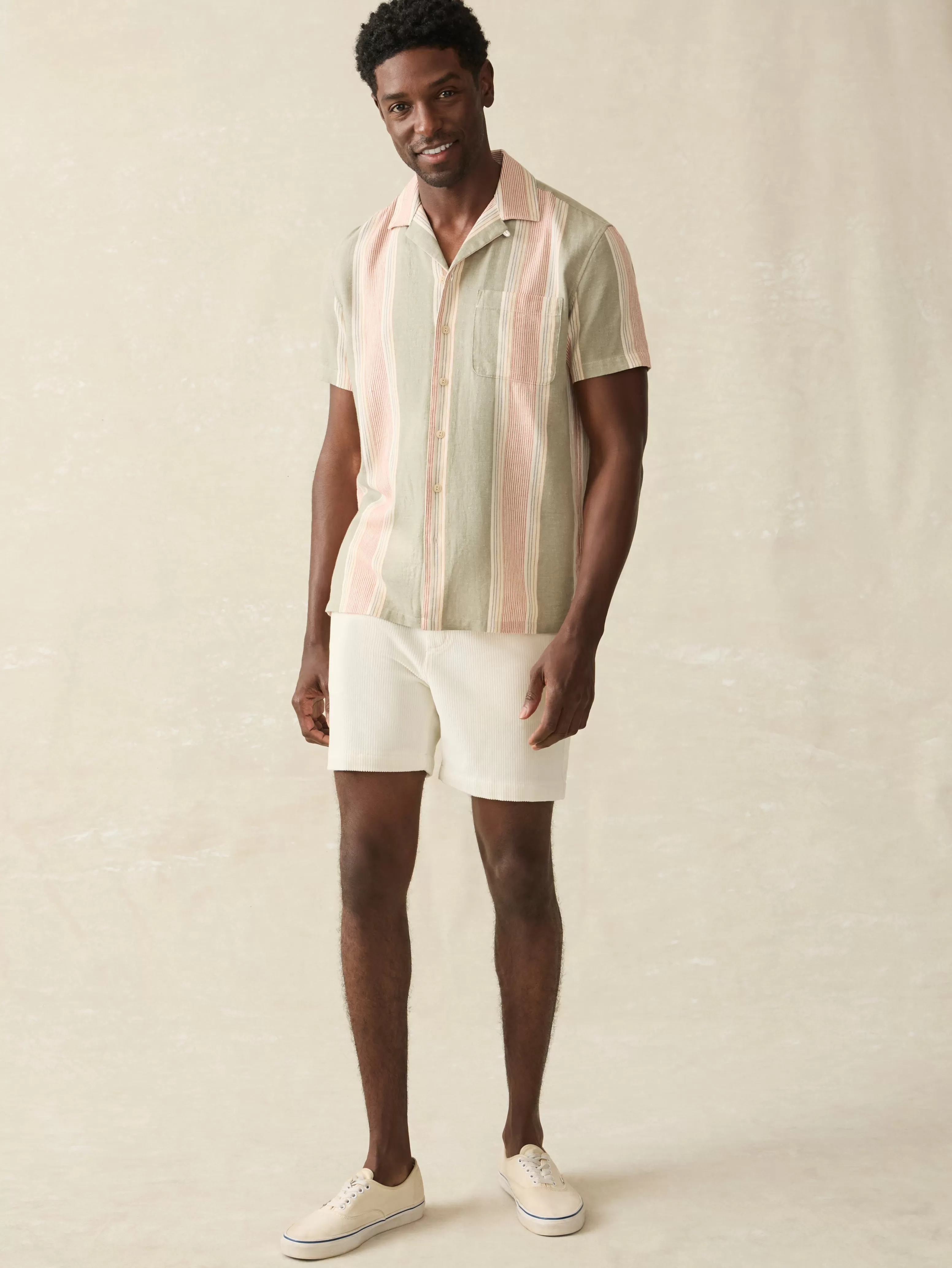 Short-Sleeve Hemp Blend Camp Shirt - | Faherty Brand Clearance