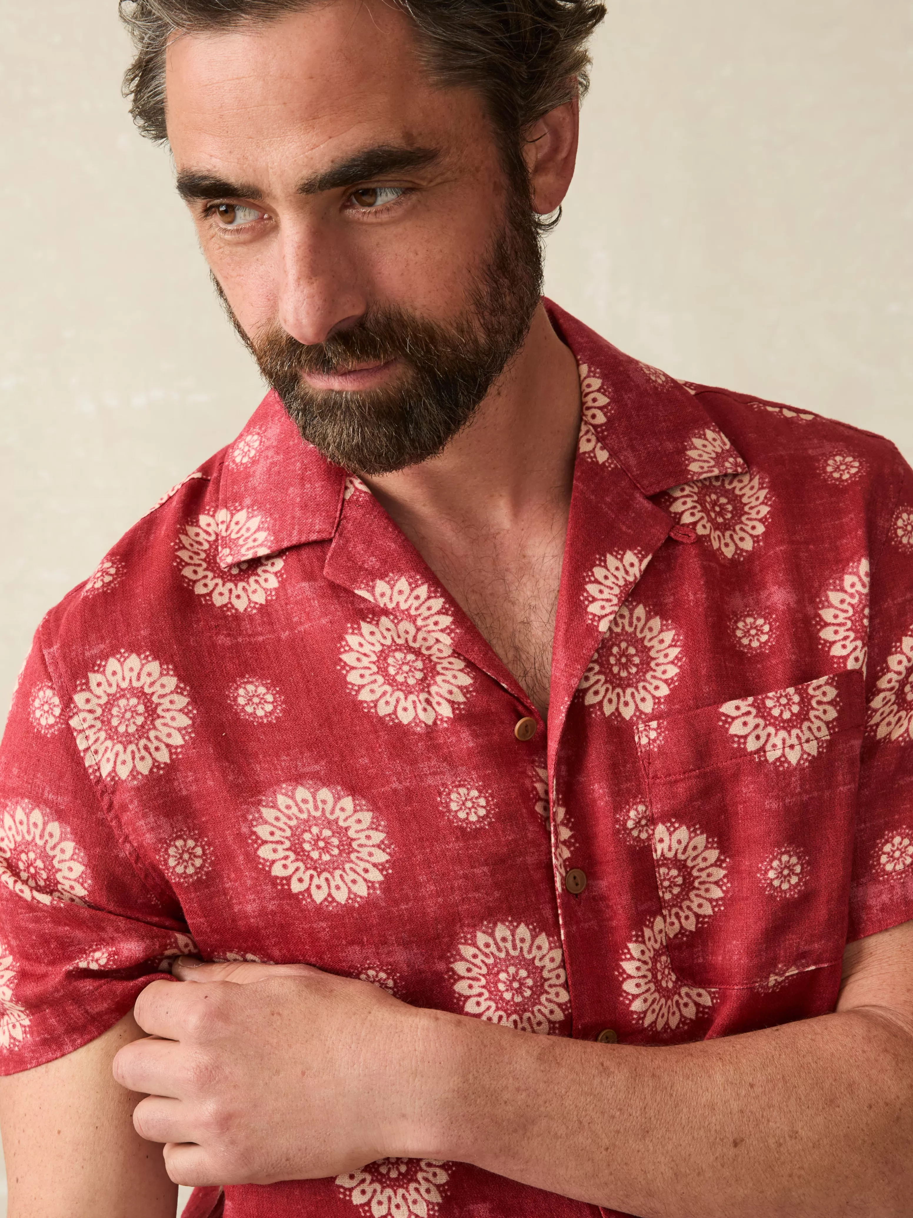 Short-Sleeve Hemp Blend Camp Shirt - | Faherty Brand Sale