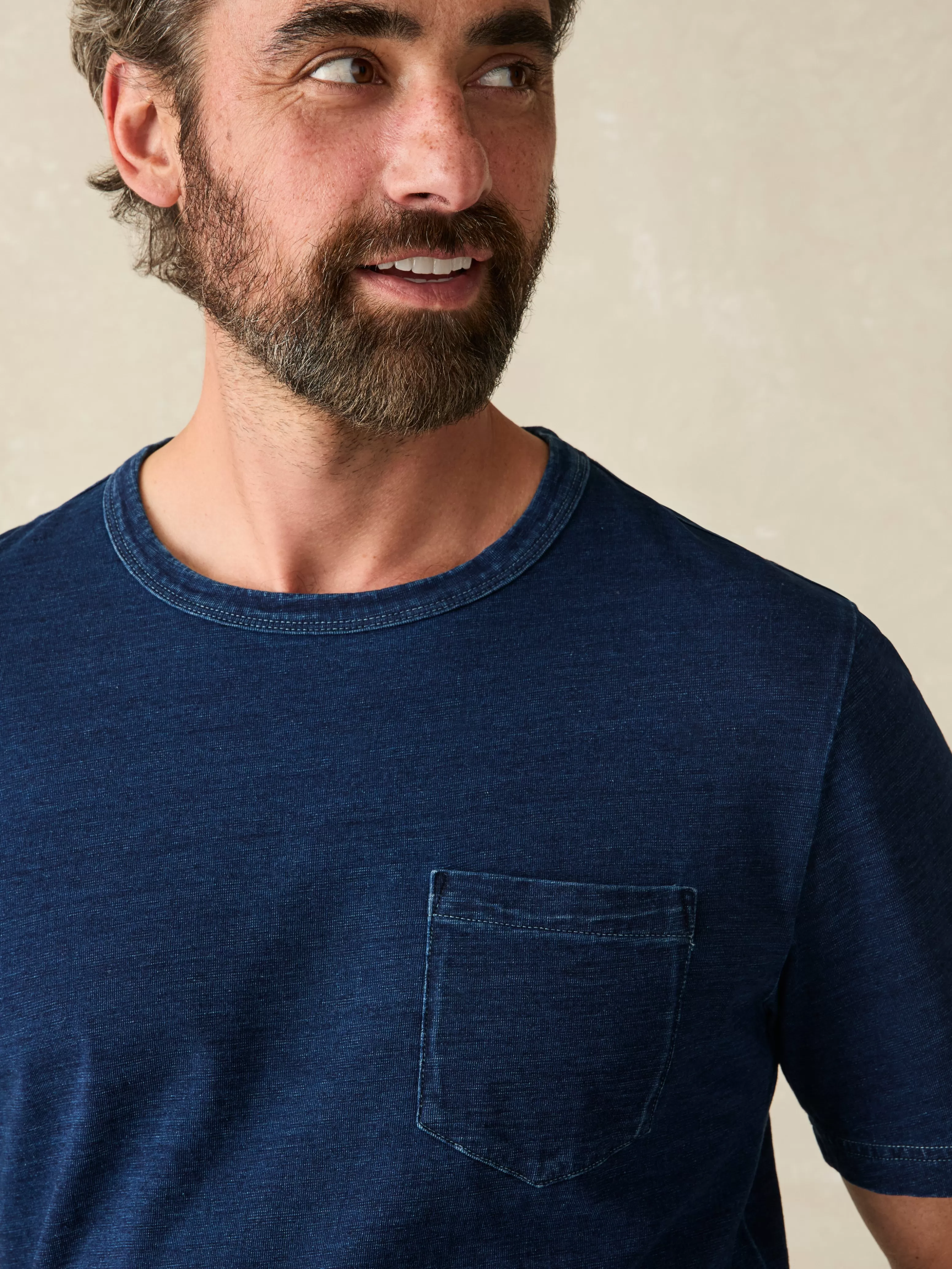 Short-Sleeve Indigo Pocket Tee - | Faherty Brand Cheap