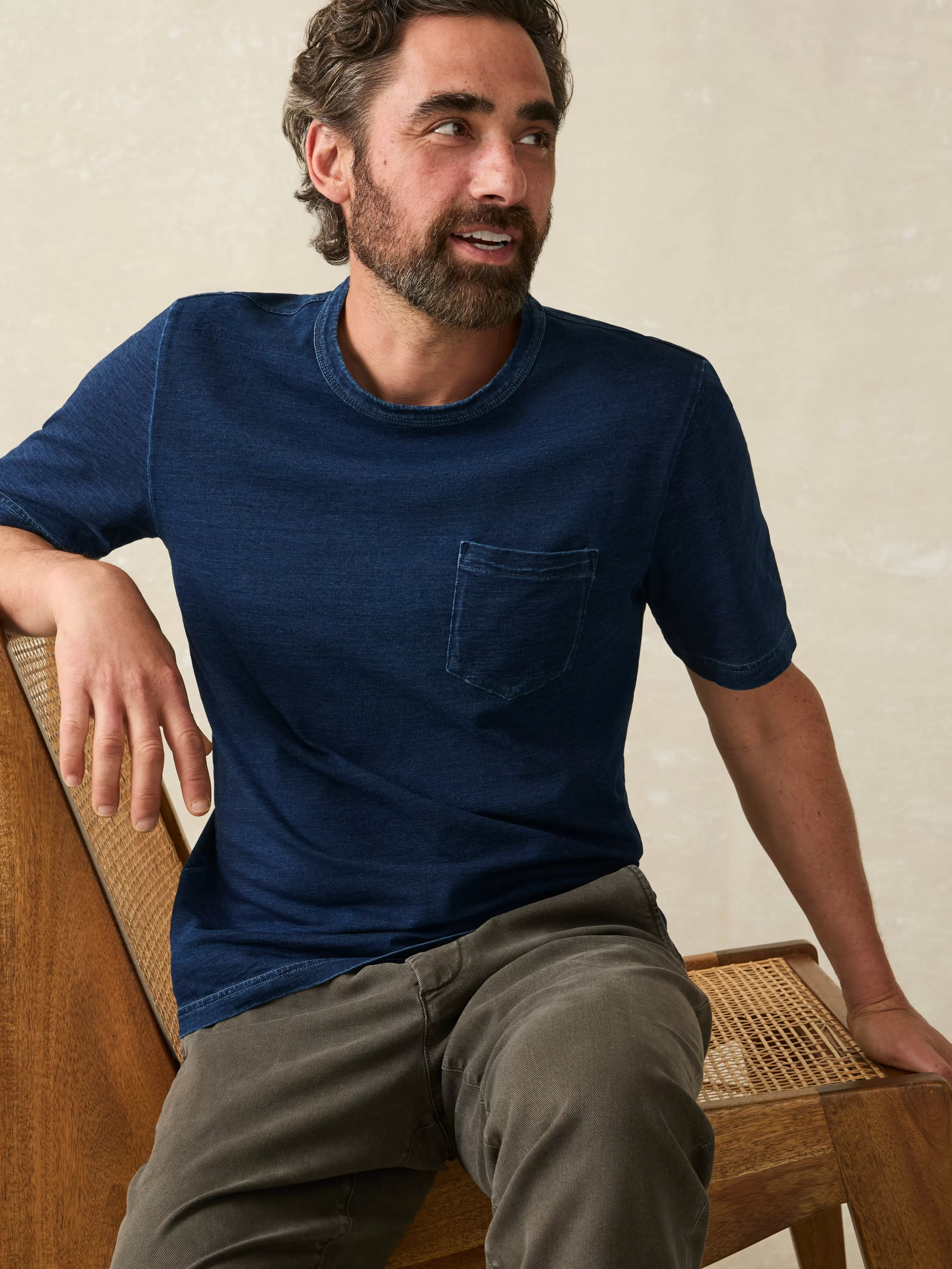 Short-Sleeve Indigo Pocket Tee - | Faherty Brand Cheap