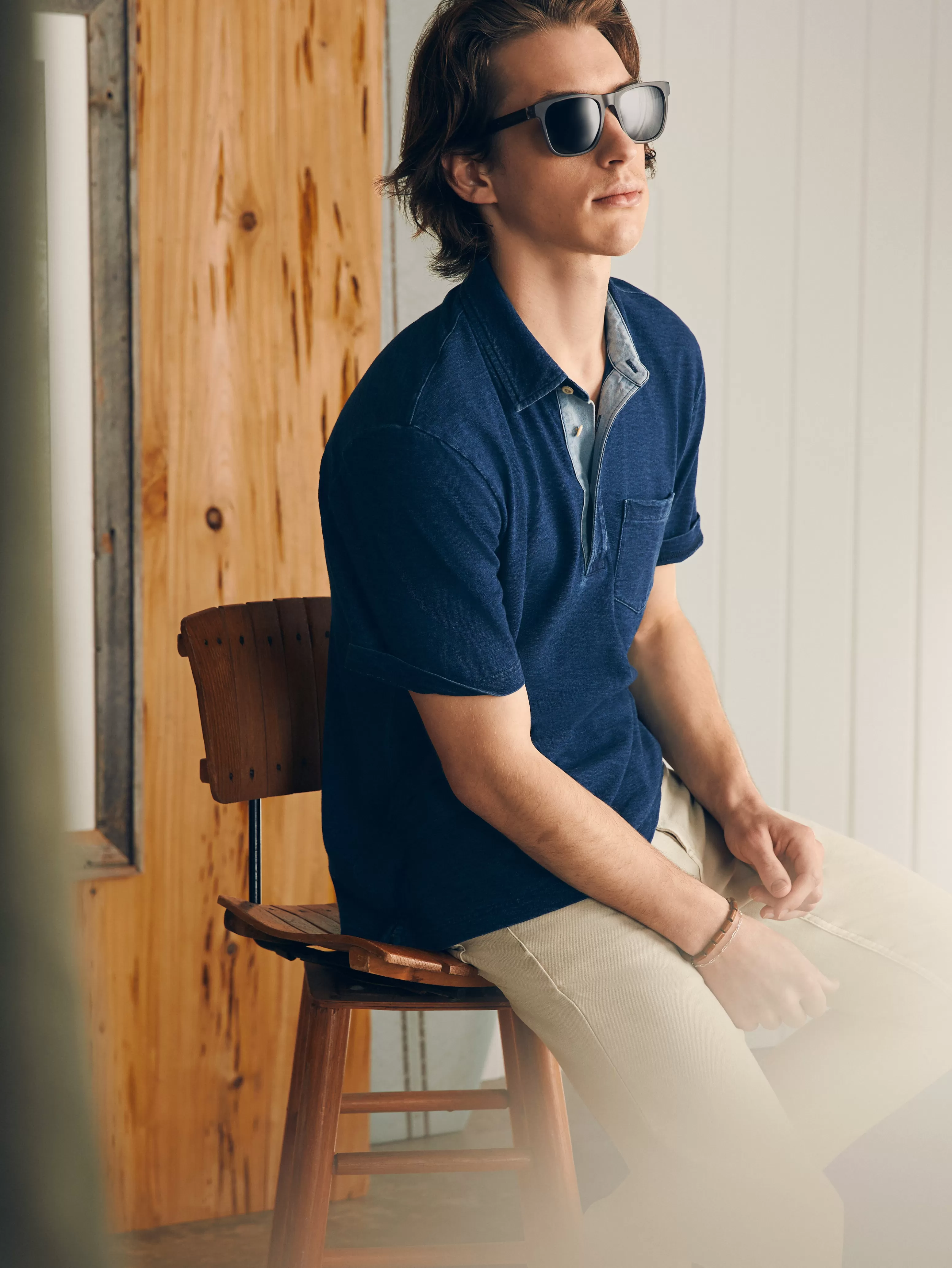 Short-Sleeve Indigo Polo Shirt - | Faherty Brand Cheap