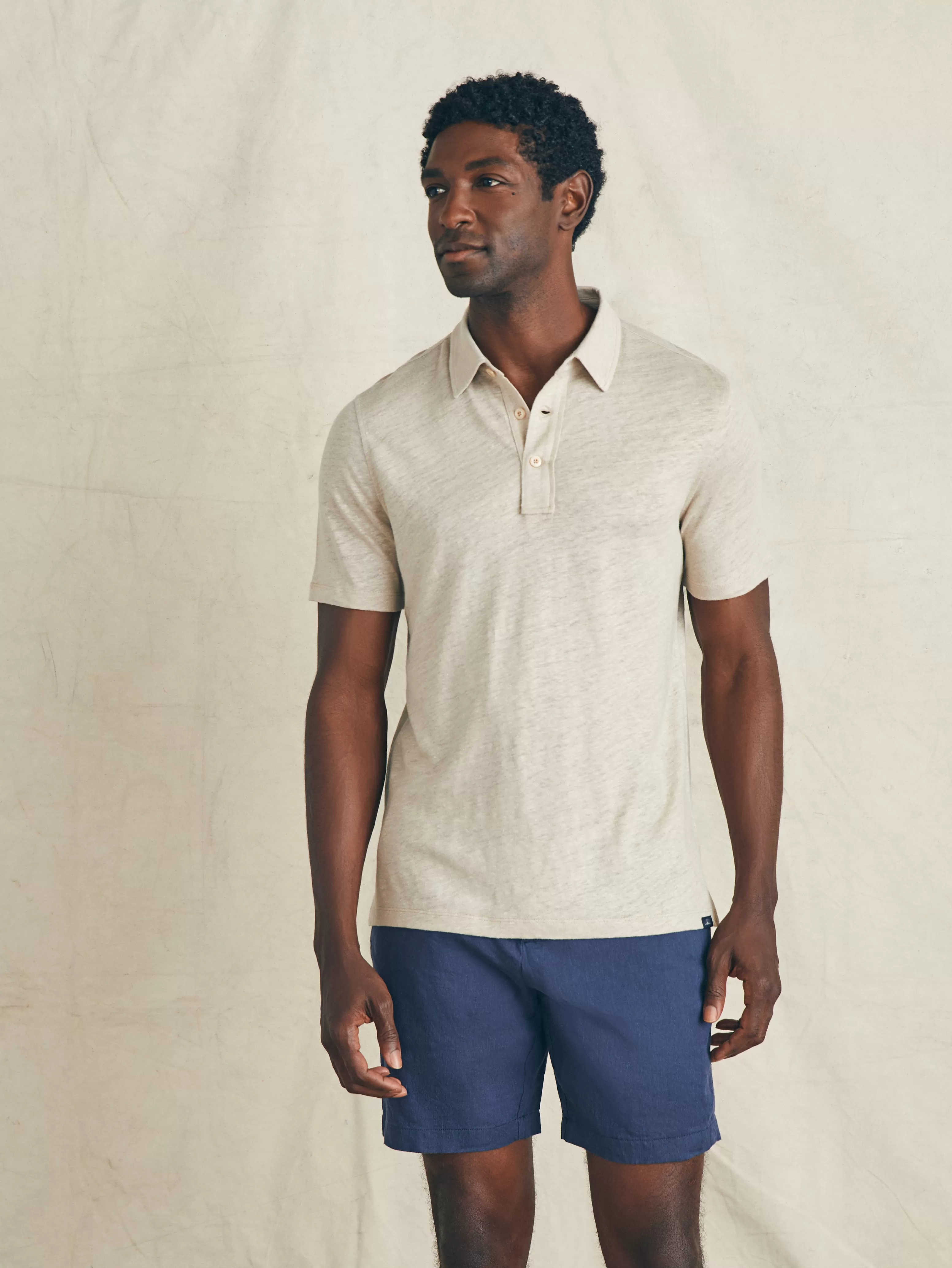 Short-Sleeve Linen Polo - | Faherty Brand Best