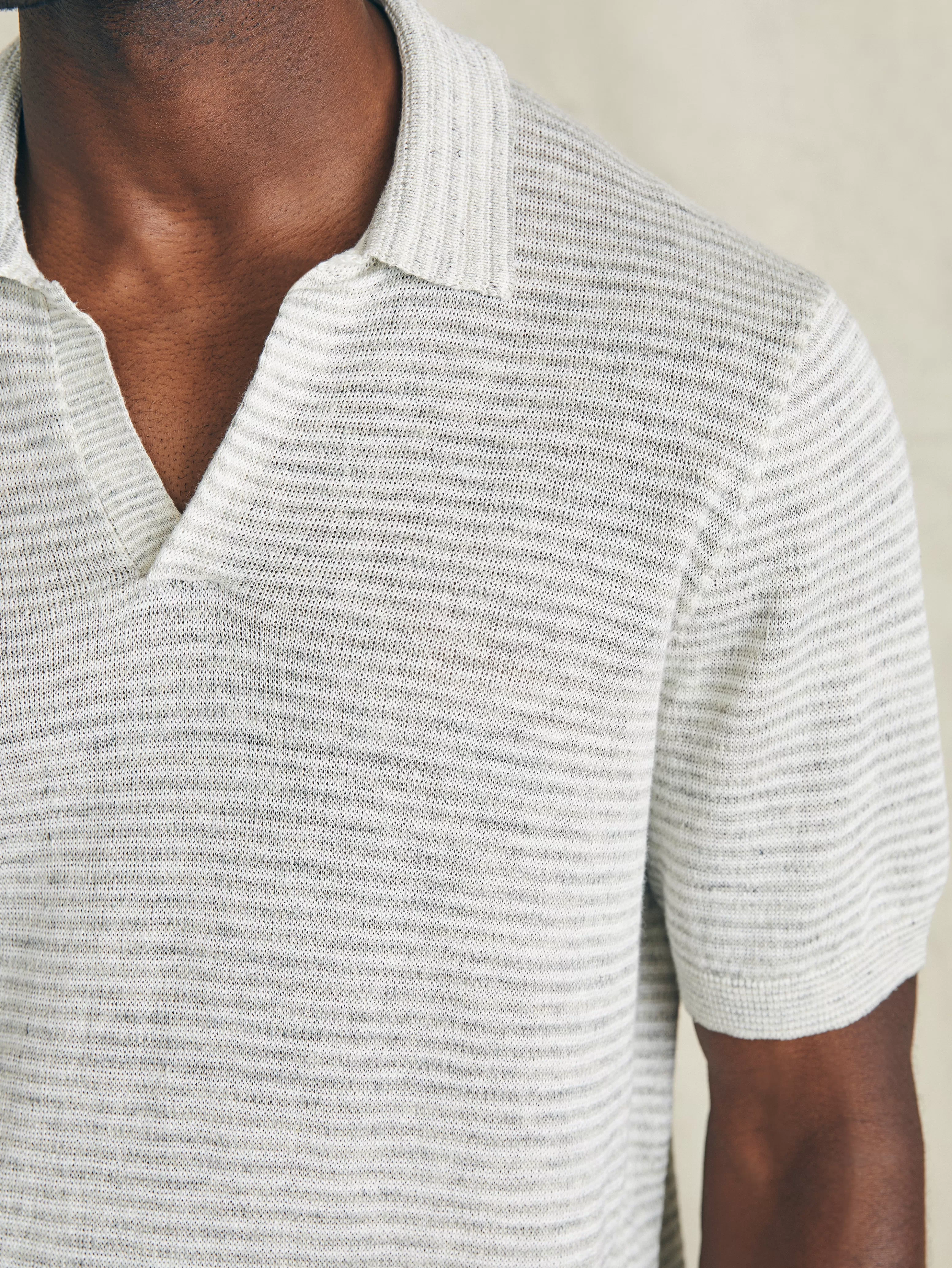 Short-Sleeve Linen Sweater Polo - | Faherty Brand New