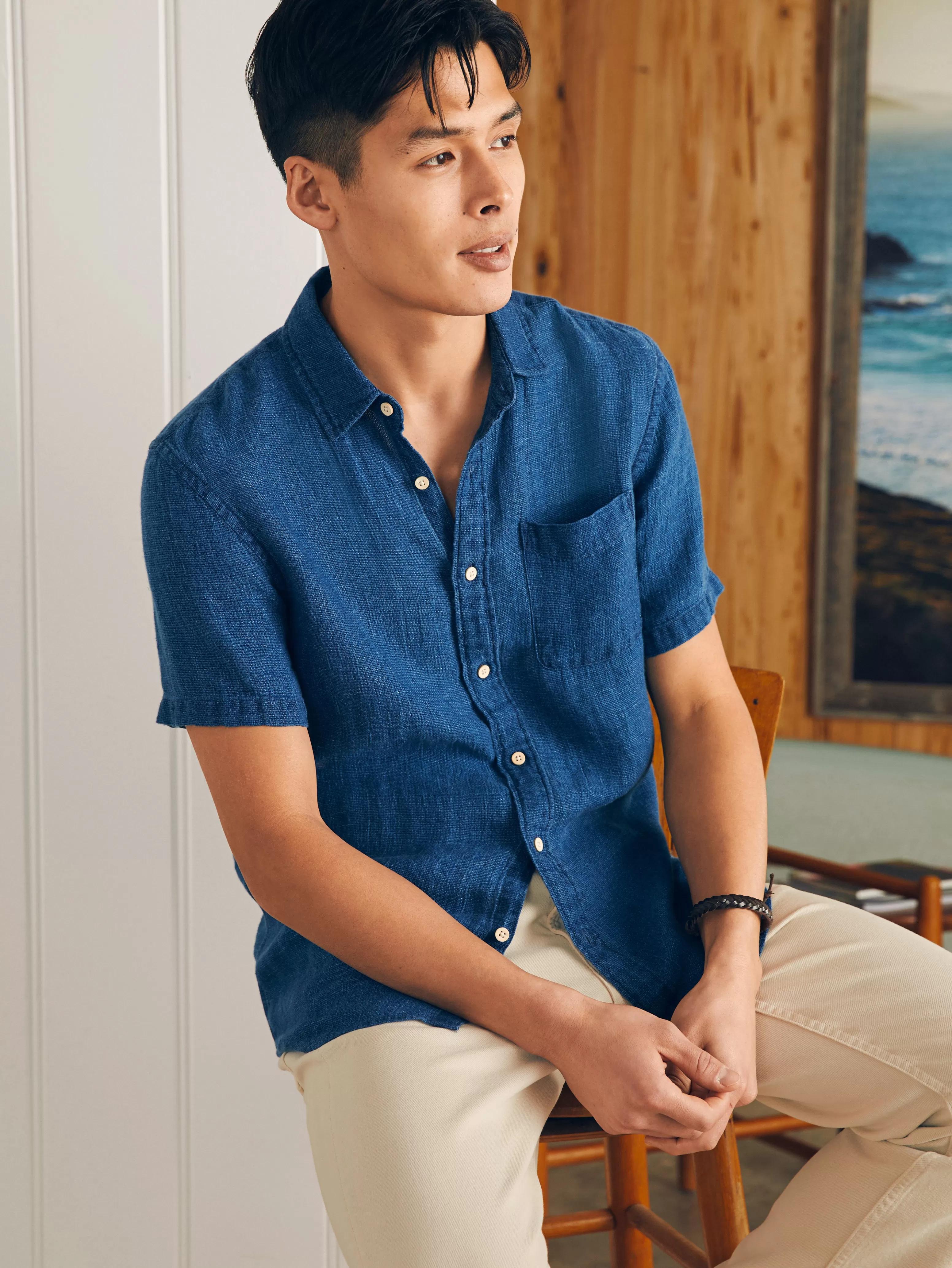 Short-Sleeve Palma Linen Shirt - | Faherty Brand Fashion