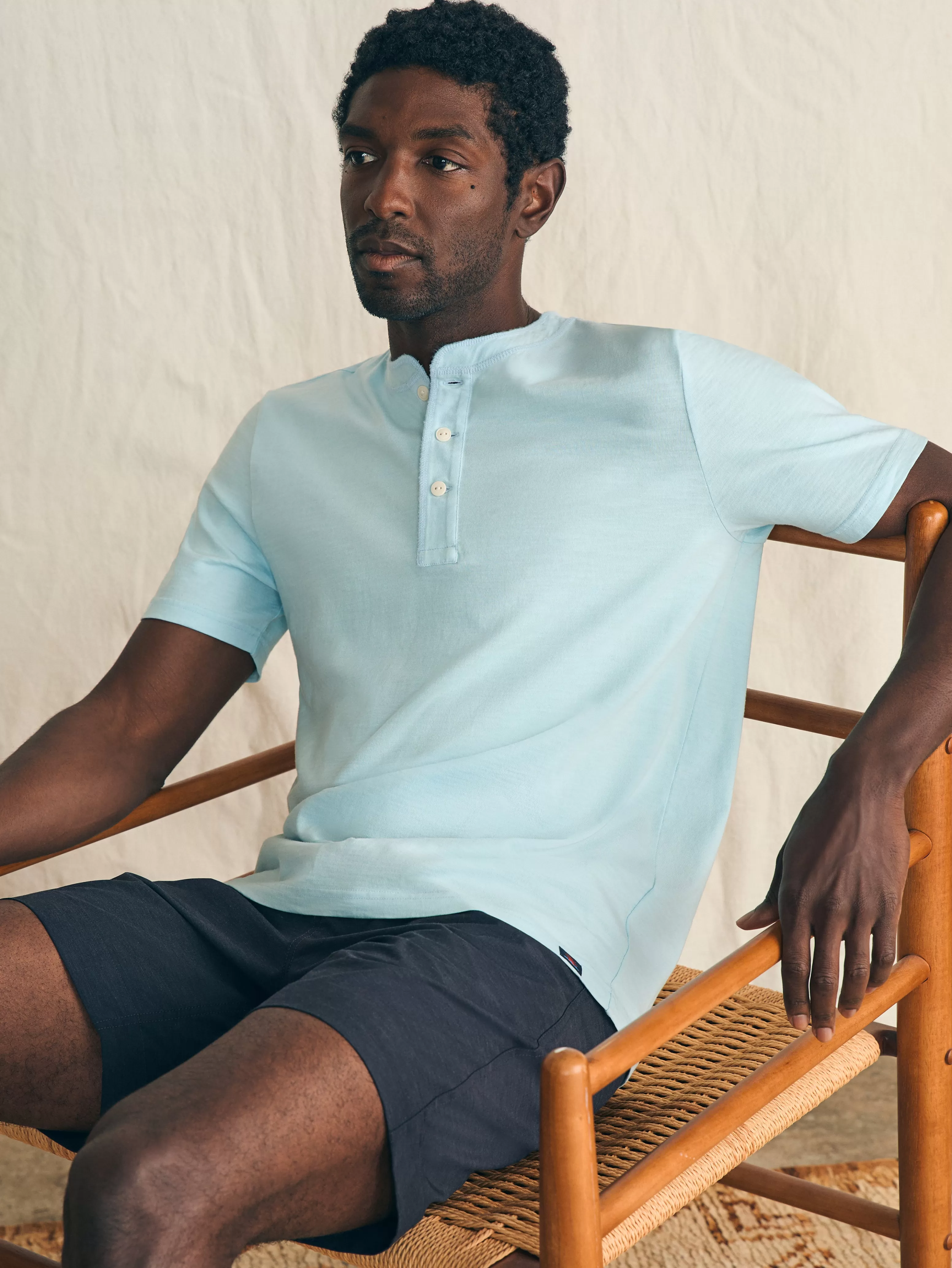 Short-Sleeve Sunwashed Henley - | Faherty Brand Discount