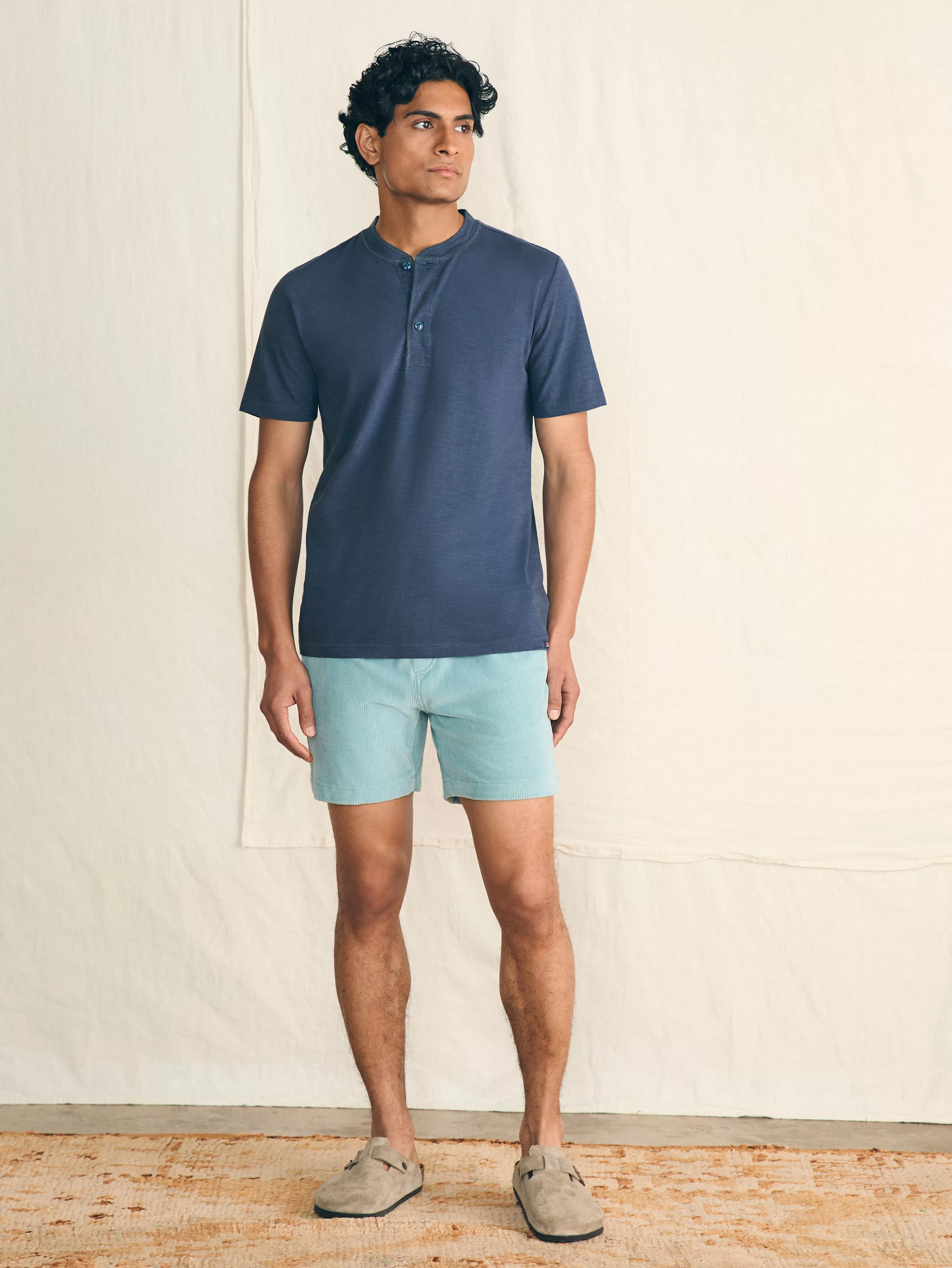 Short-Sleeve Sunwashed Henley - | Faherty Brand Cheap