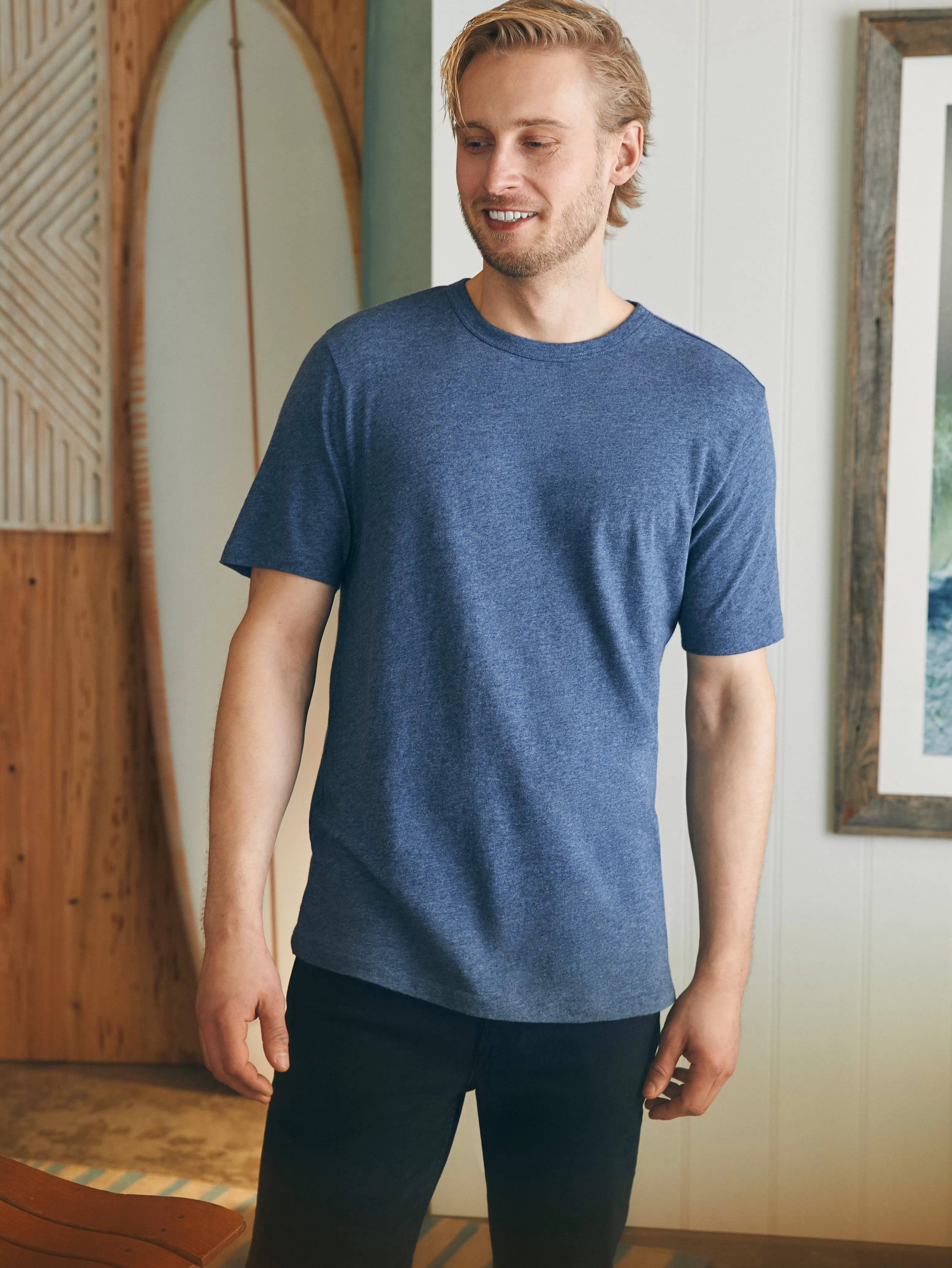 Short-Sleeve Vintage Chambray Tee - | Faherty Brand Store