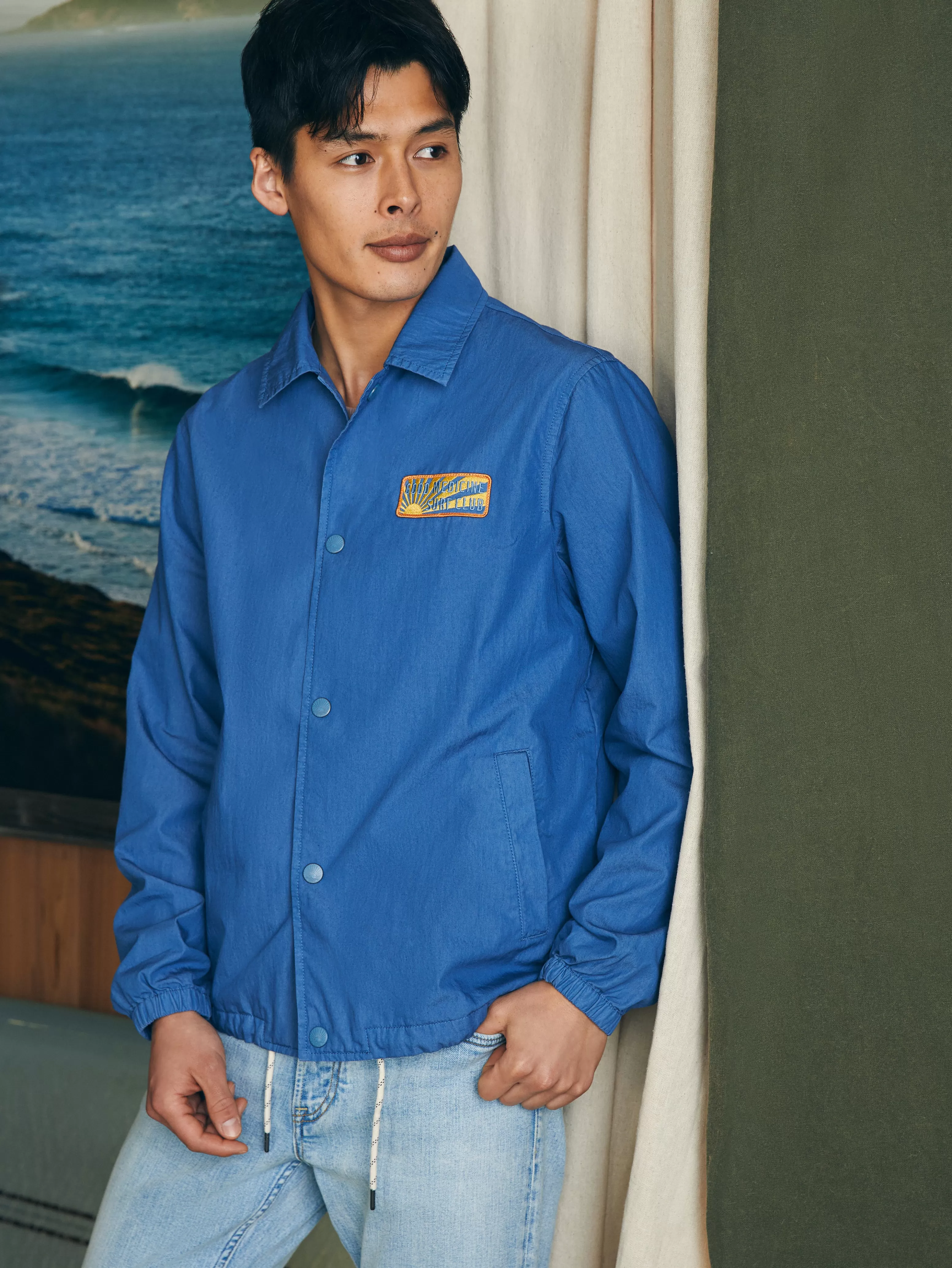 Steven Paul Judd Good Medicine Sunwashed Coaches Jacket - | Faherty Brand Cheap