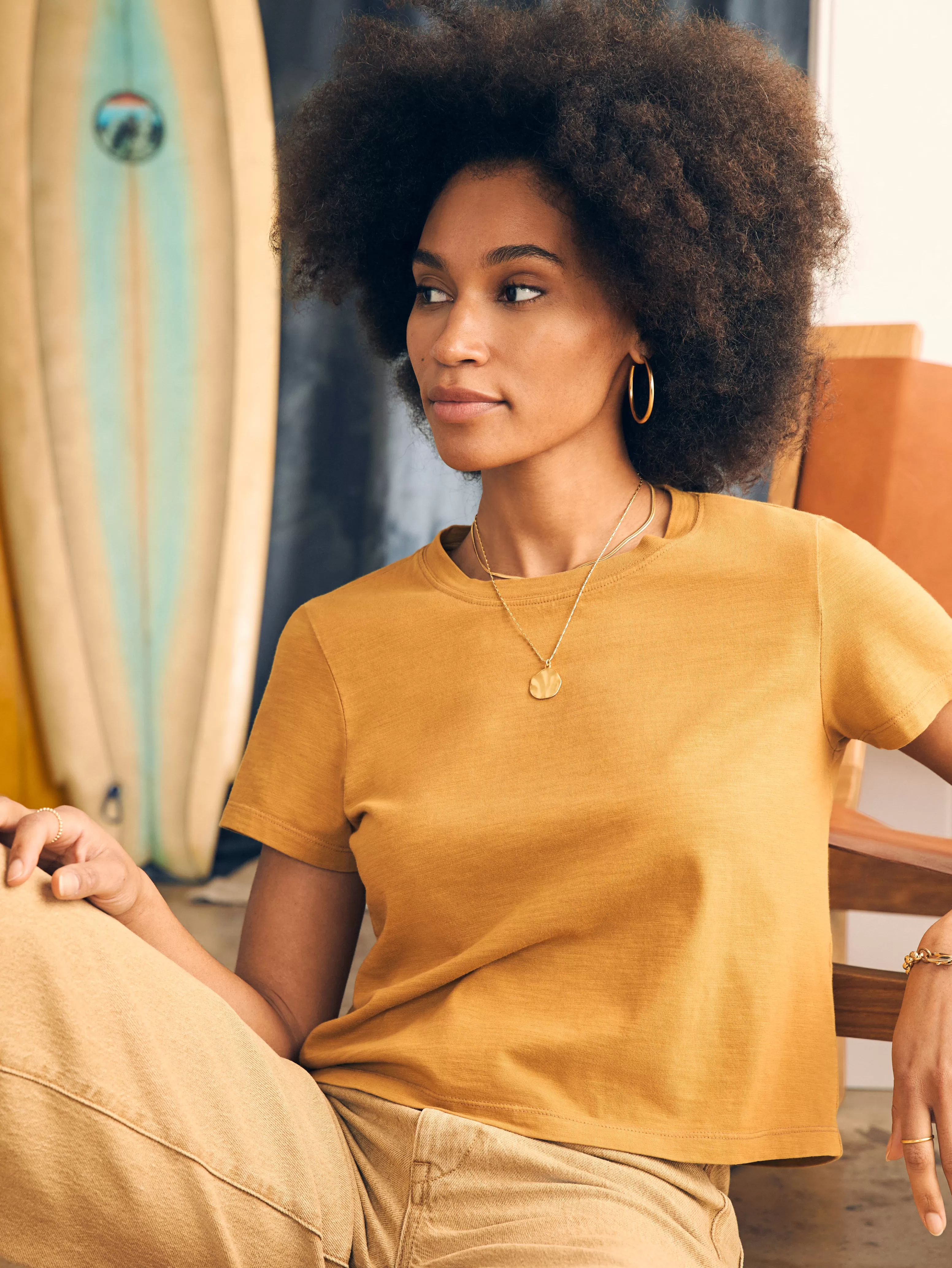 Sunwashed Cropped Crew Tee - | Faherty Brand Flash Sale