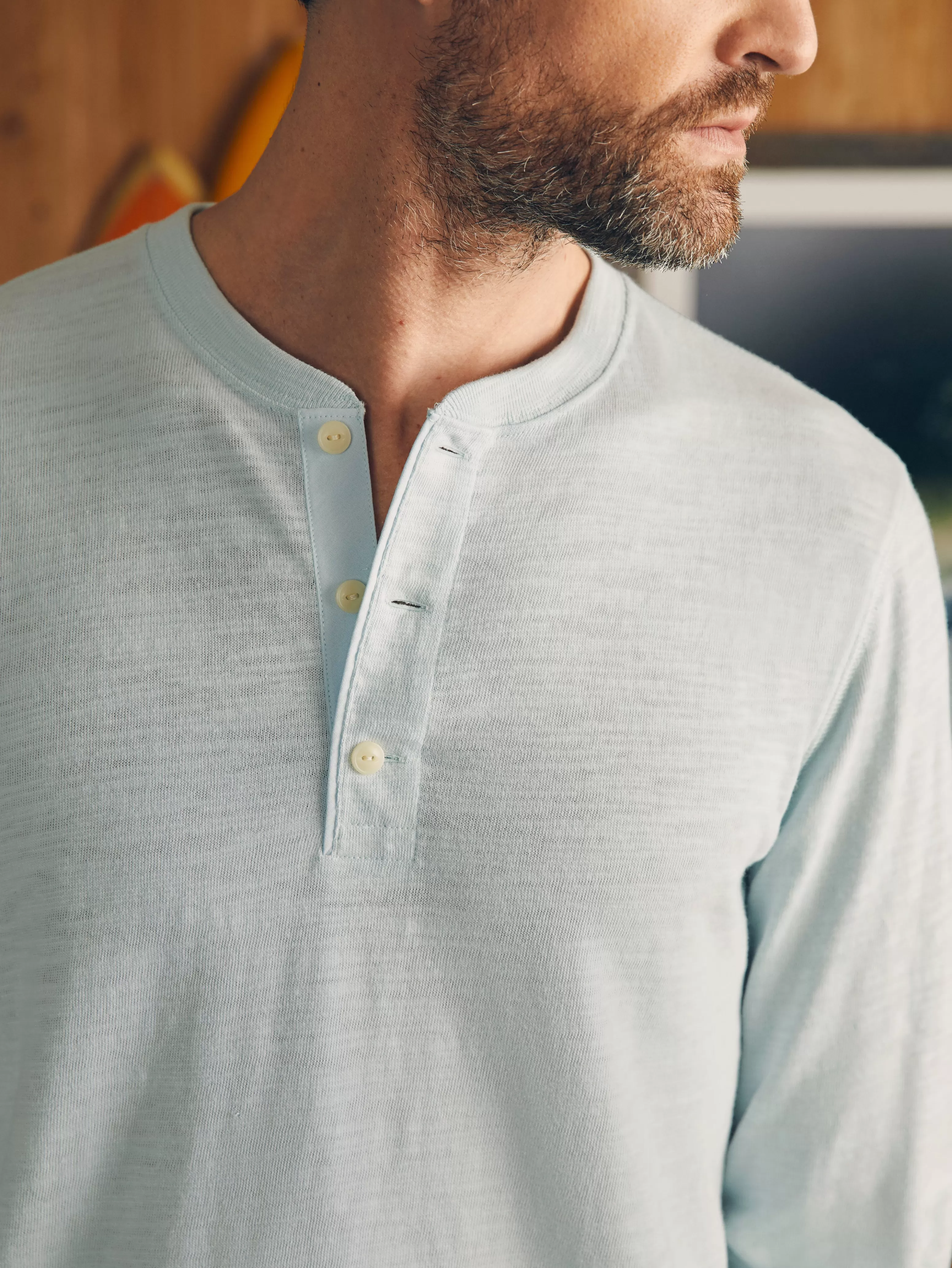 Sunwashed Slub Henley - | Faherty Brand Online