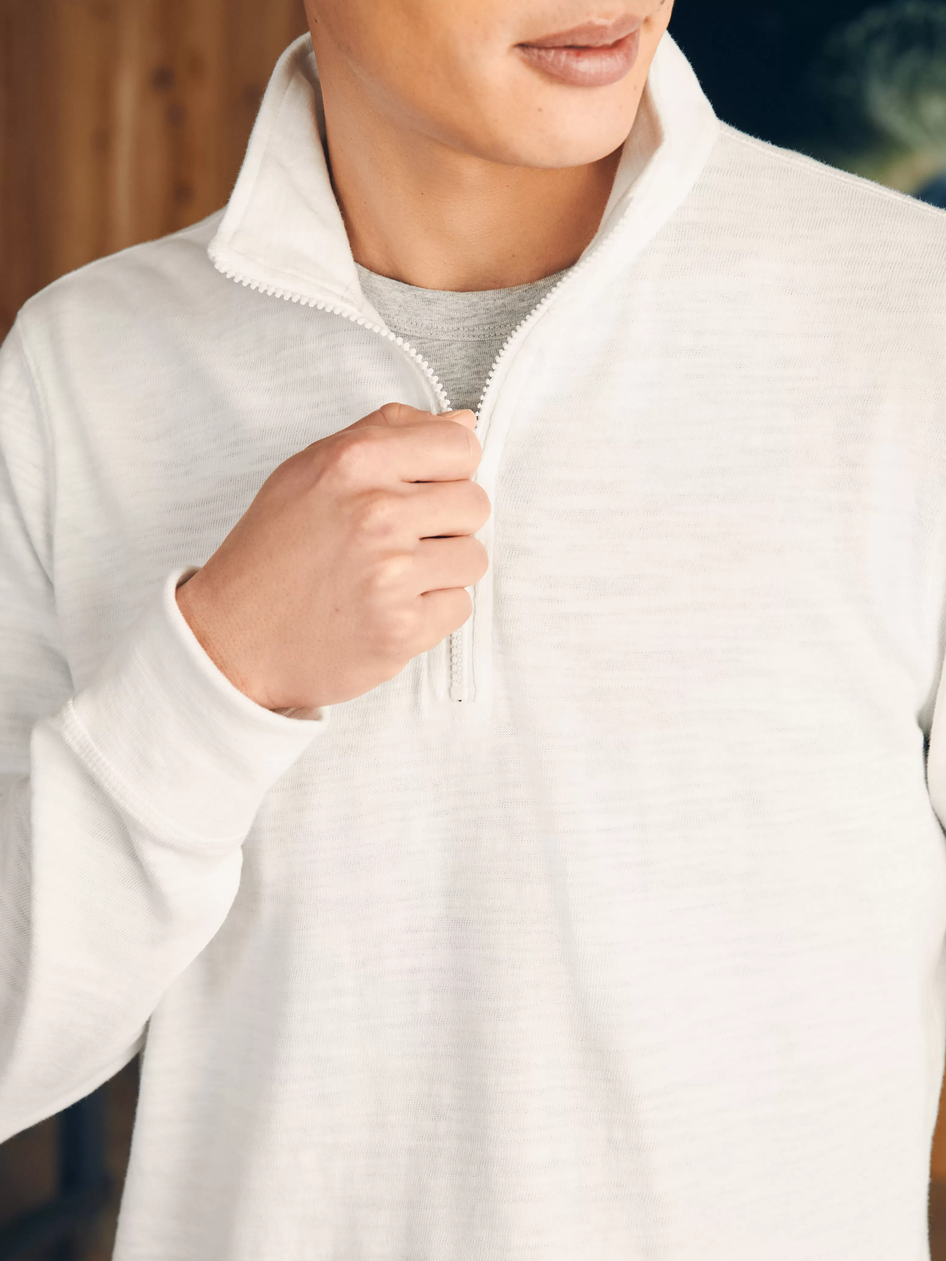 Sunwashed Slub Quarter Zip (Tall) - | Faherty Brand Cheap