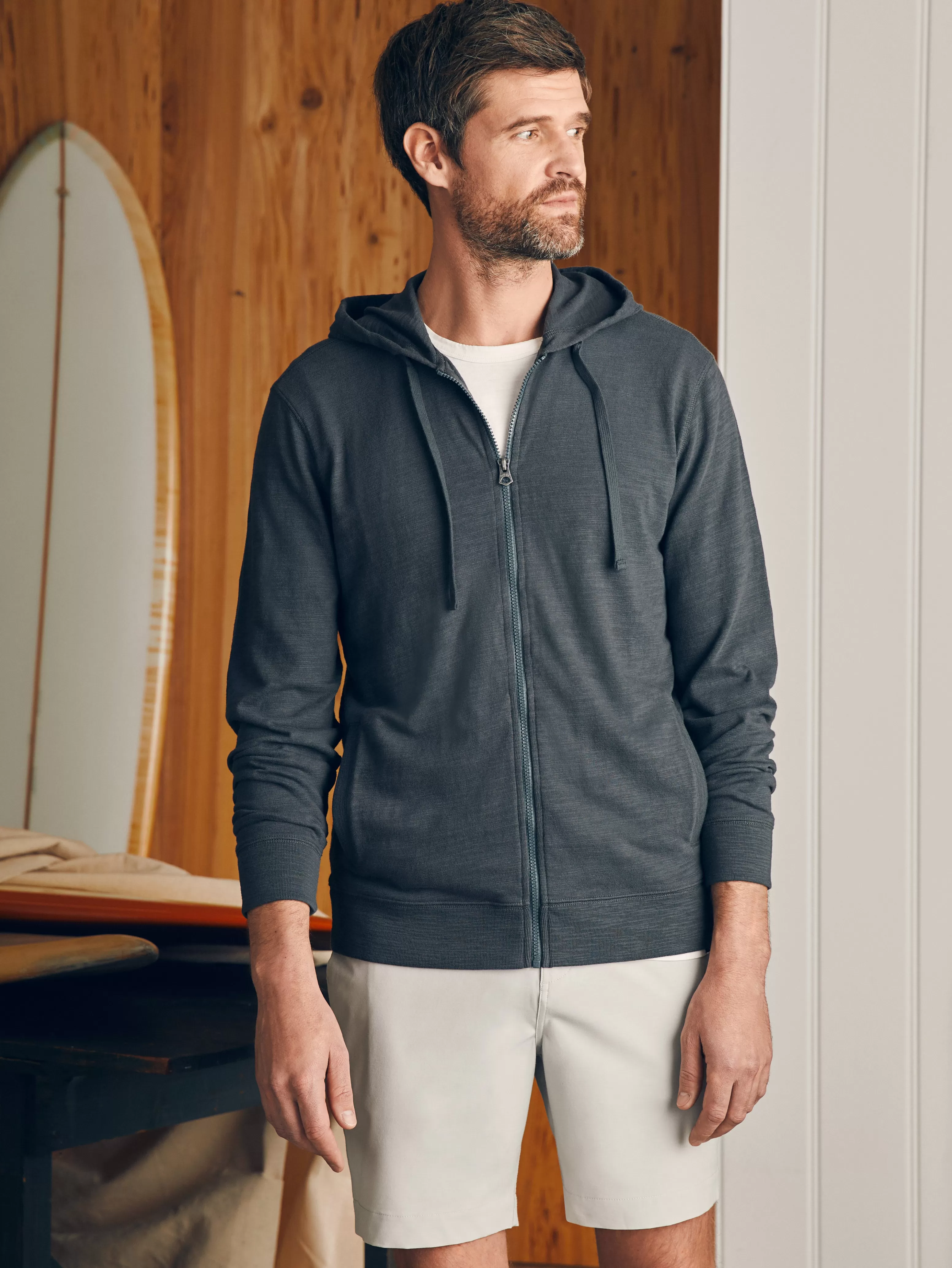 Sunwashed Slub Zip Hoodie - | Faherty Brand New