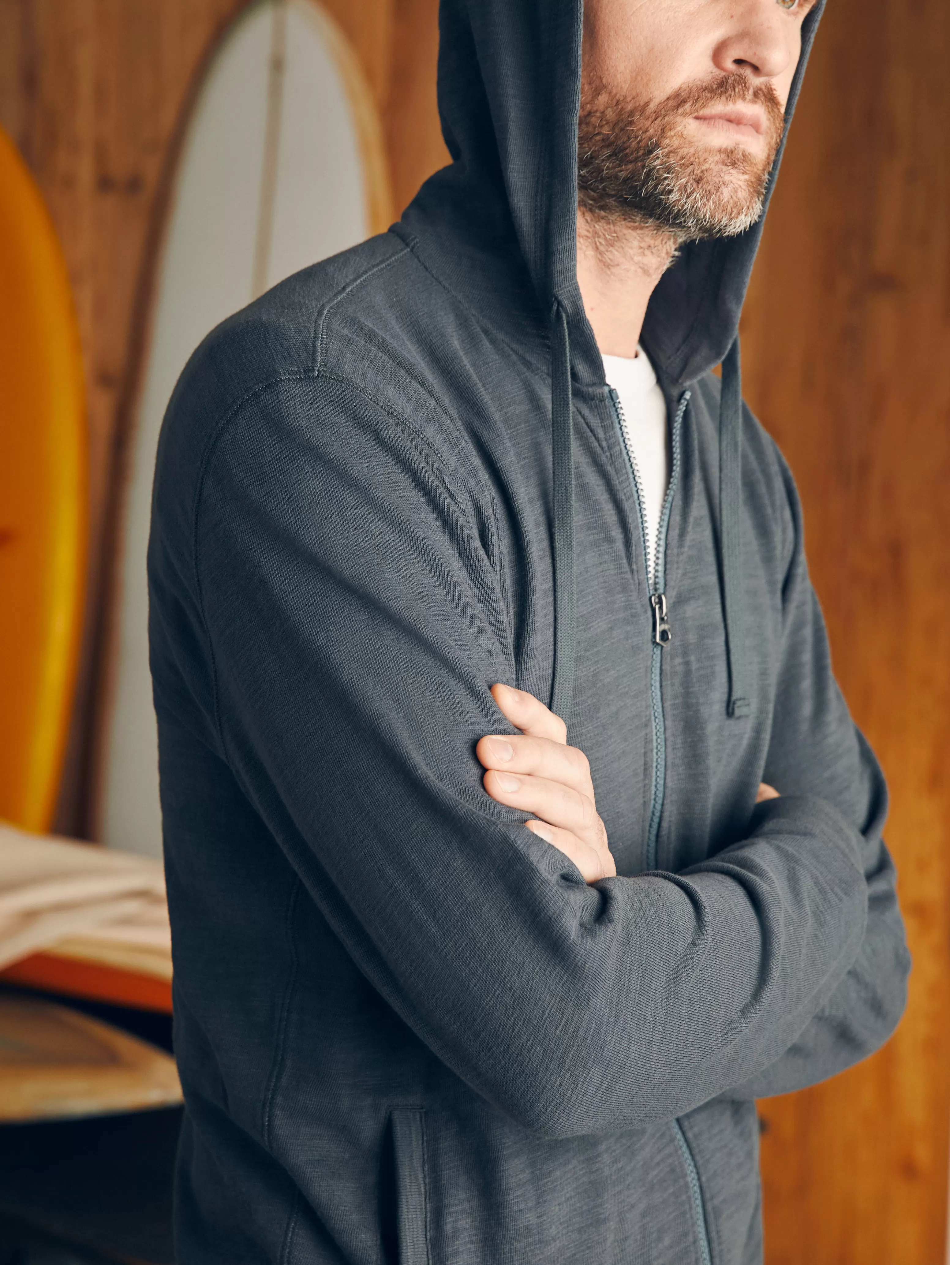 Sunwashed Slub Zip Hoodie - | Faherty Brand New