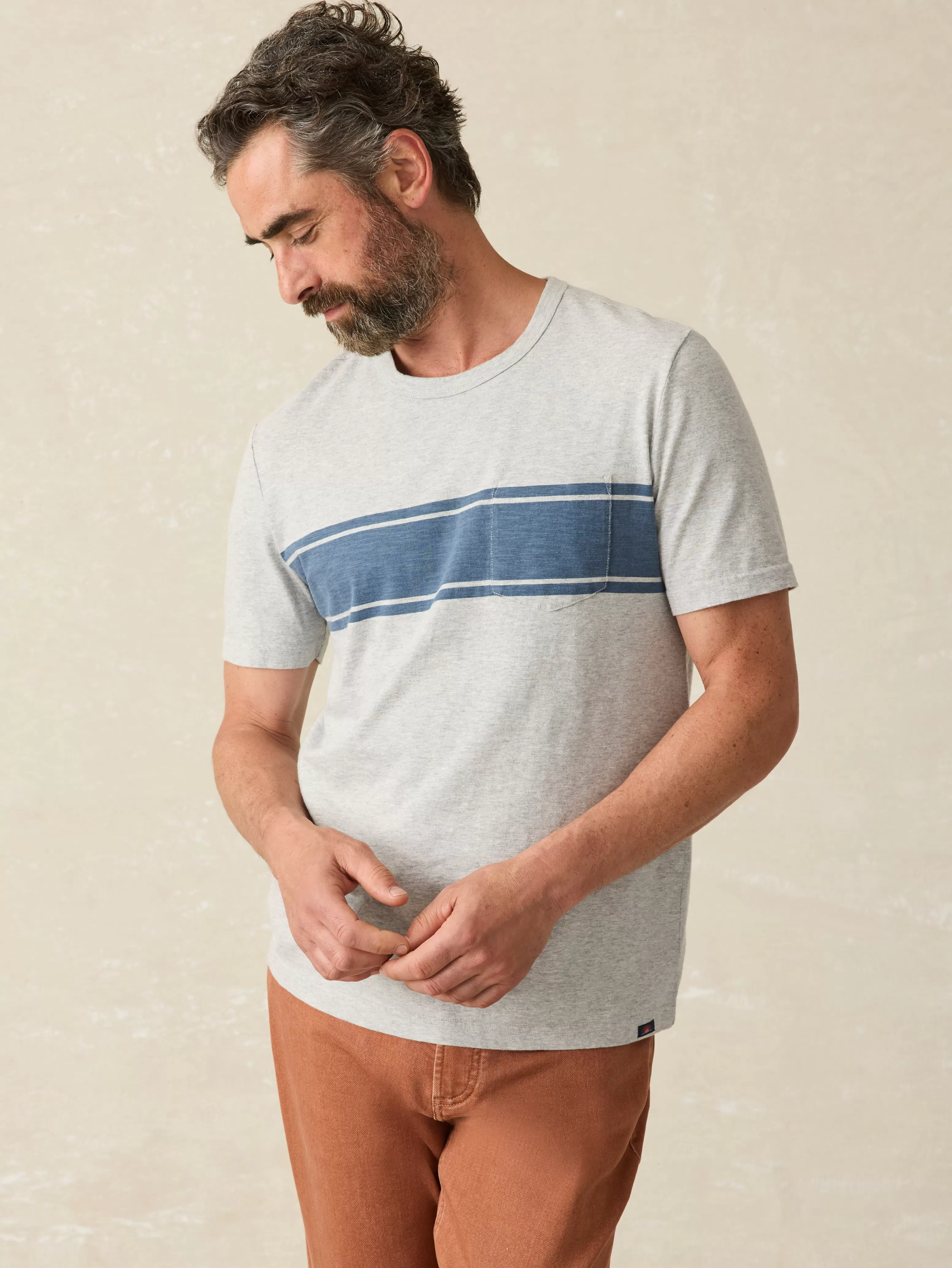 Surf Stripe Sunwashed Pocket Tee - | Faherty Brand Online