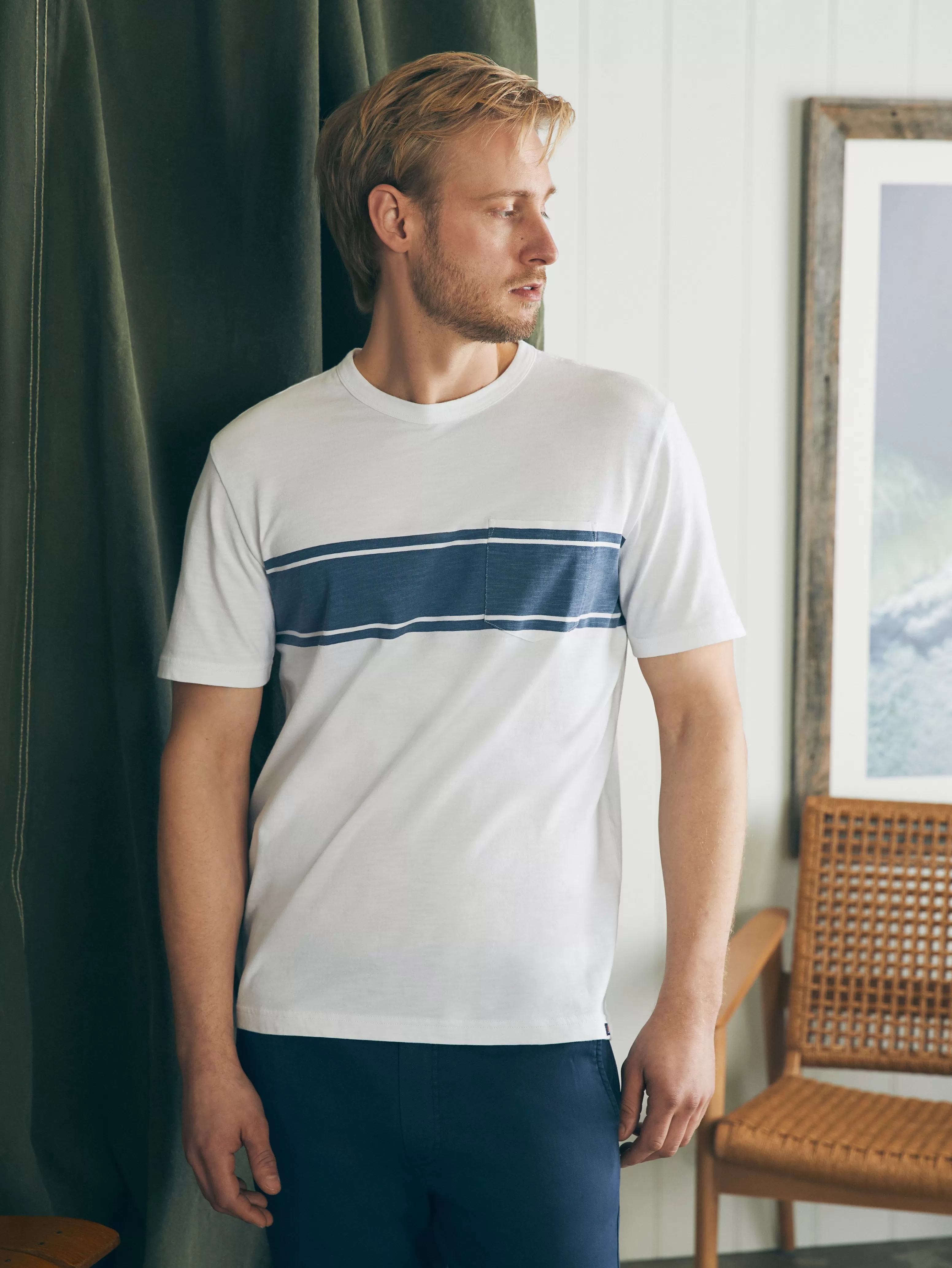 Surf Stripe Sunwashed Tee (Tall) - | Faherty Brand Clearance