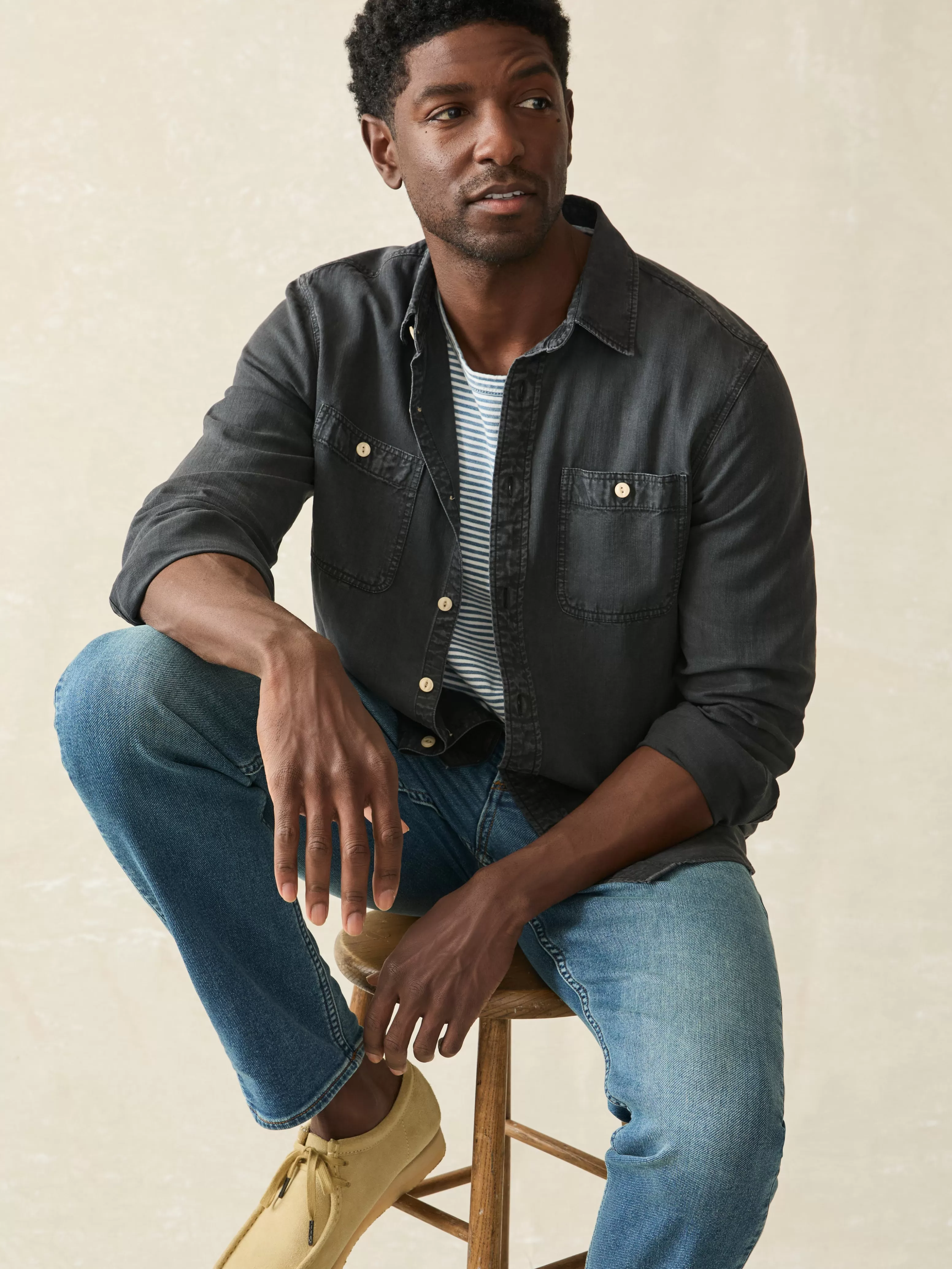 Tried & True Chambray Workshirt - | Faherty Brand Clearance