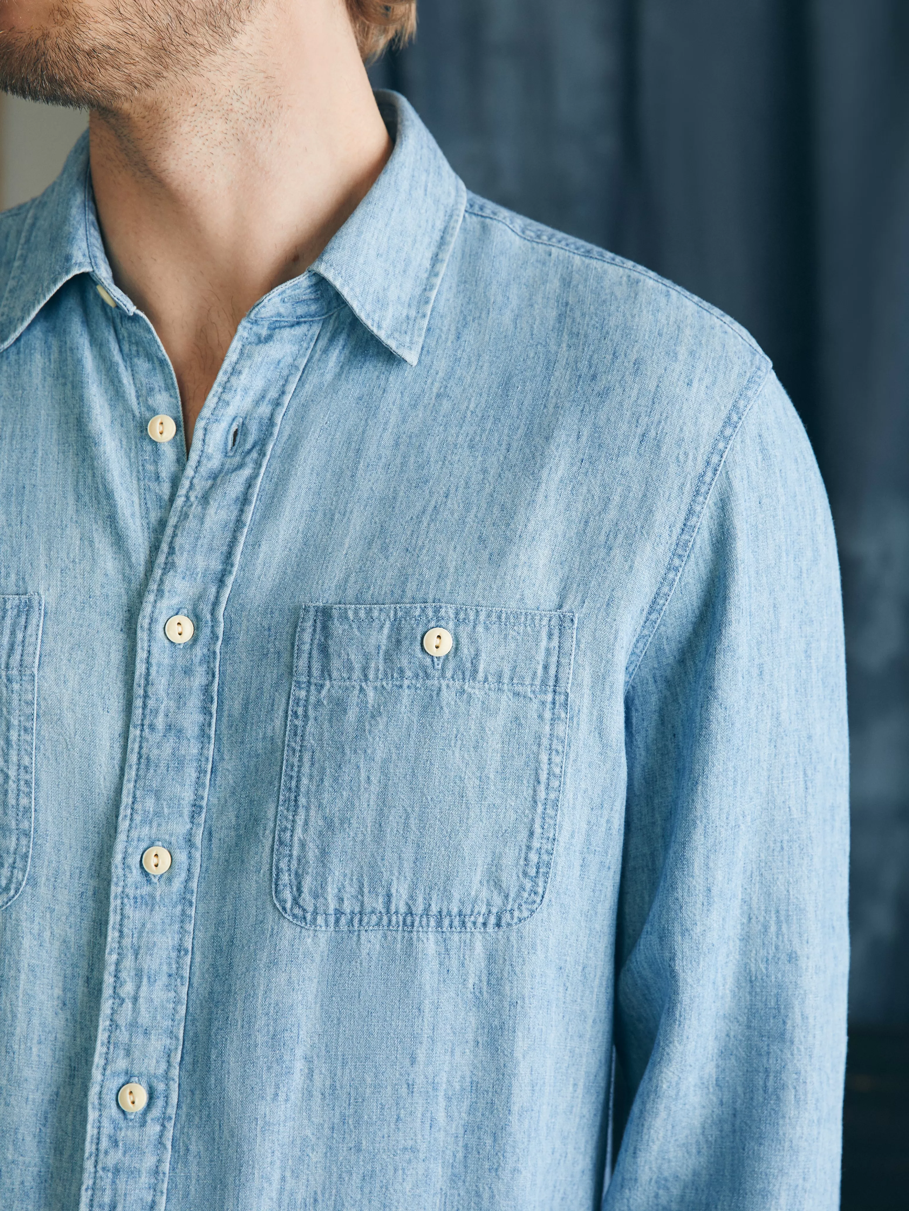 Tried & True Chambray Workshirt - | Faherty Brand Store