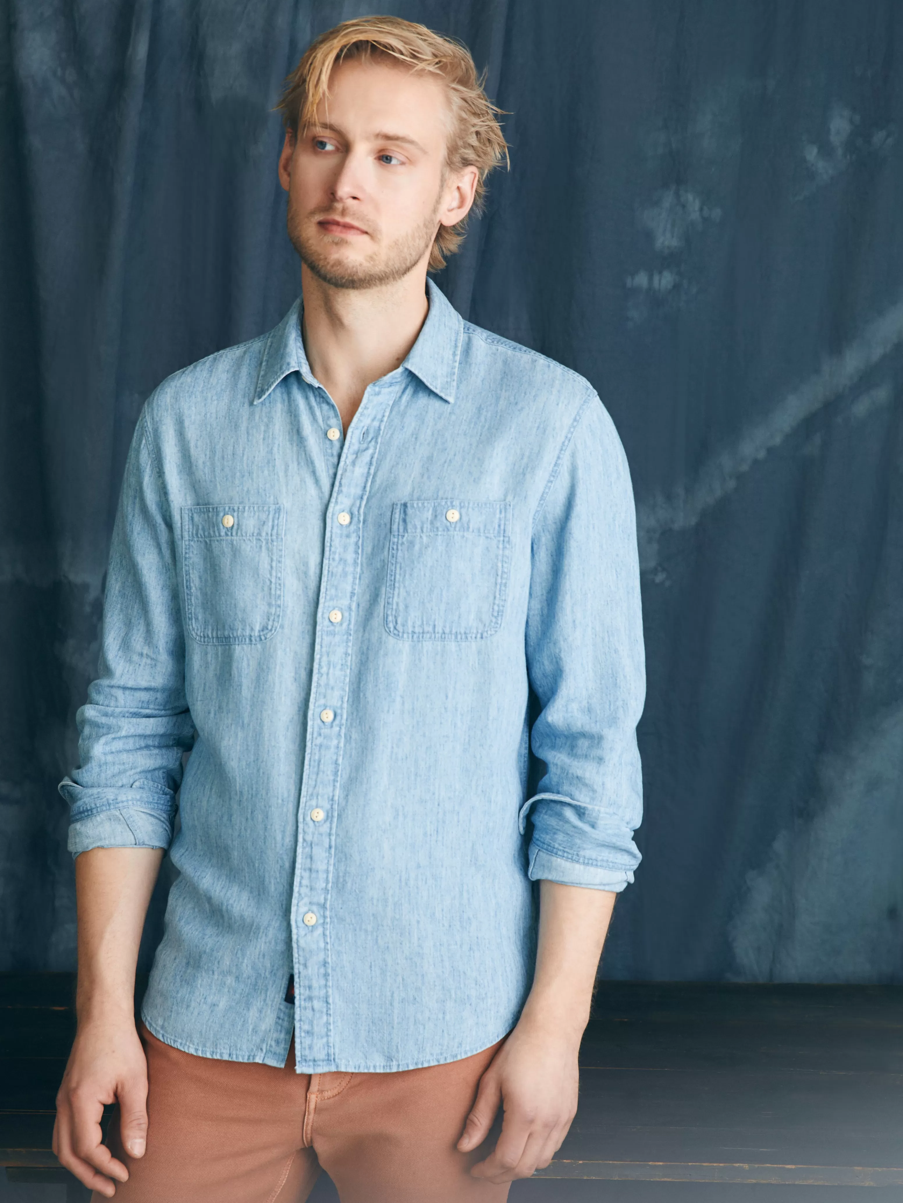 Tried & True Chambray Workshirt - | Faherty Brand Store